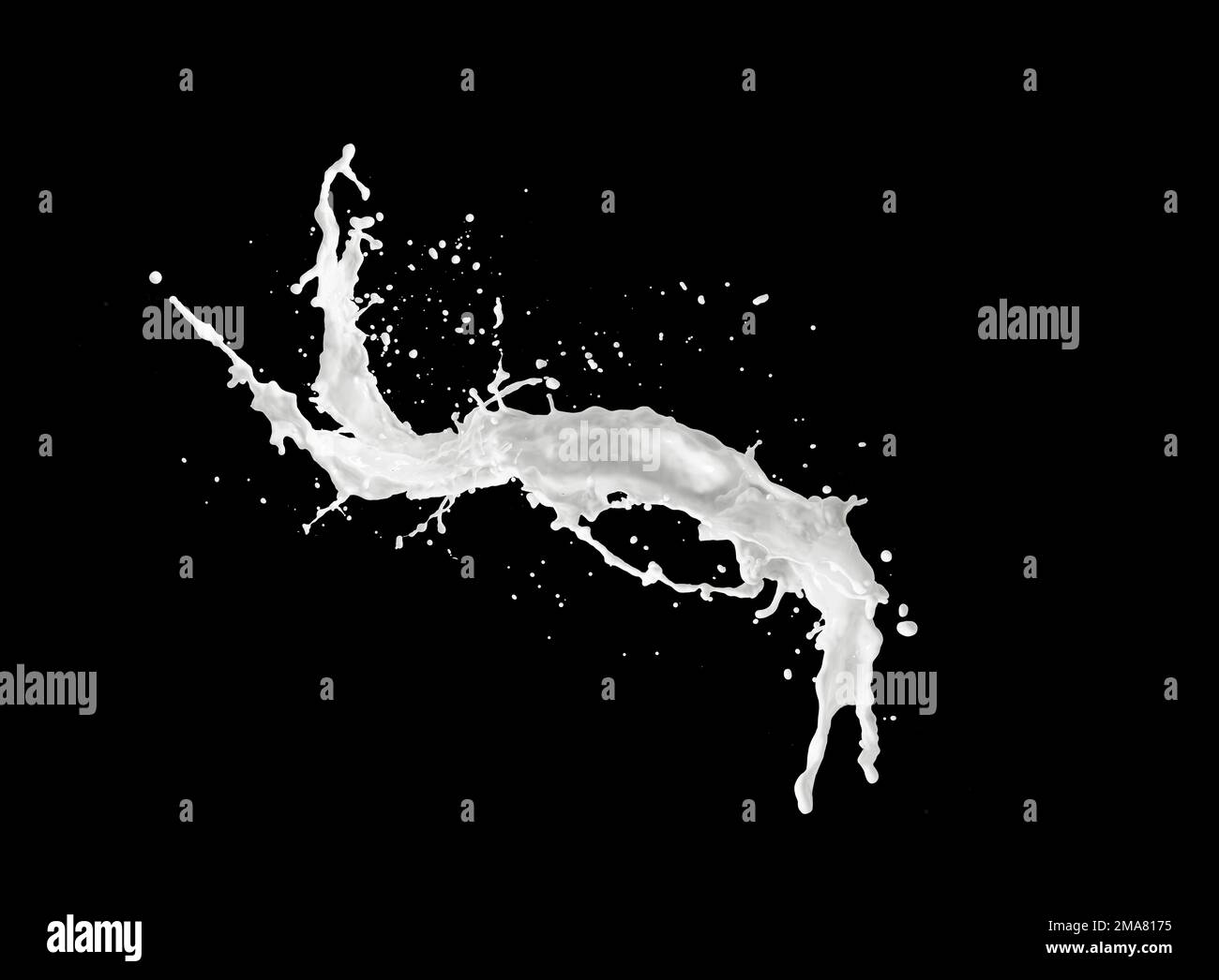 milk or white liquid splash isolated on black background Stock Photo