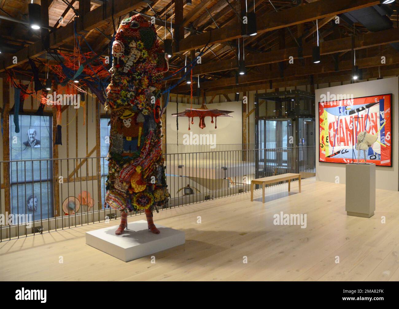 Various art is displayed inside The Church, an arts center in a former