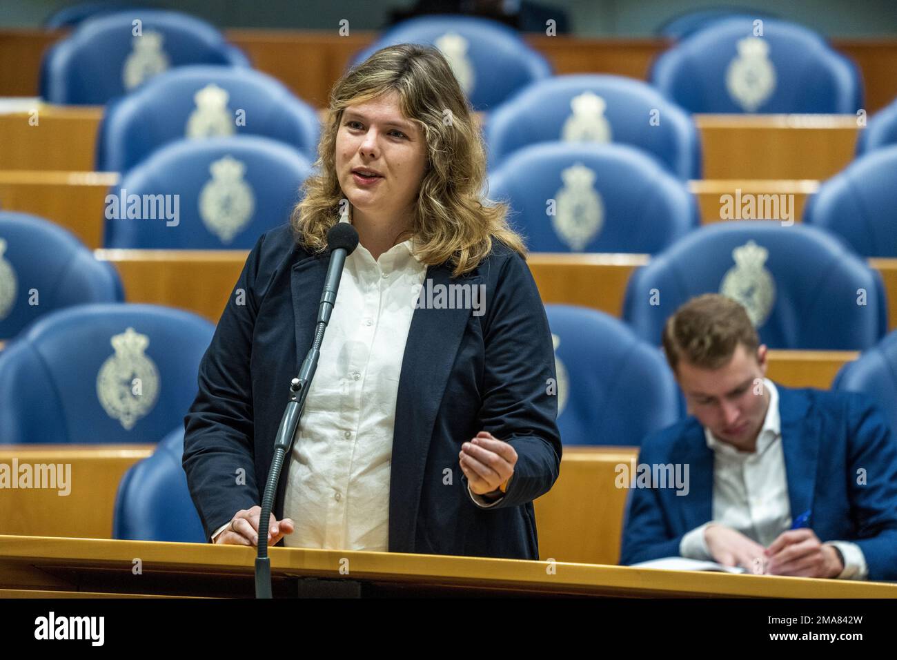 THE HAGUE - Marieke Koekkoek (Volt) during a plenary debate on the state of the rule of law in the House of Representatives. ANP LEX VAN LIESHOUT netherlands out - belgium out Stock Photo