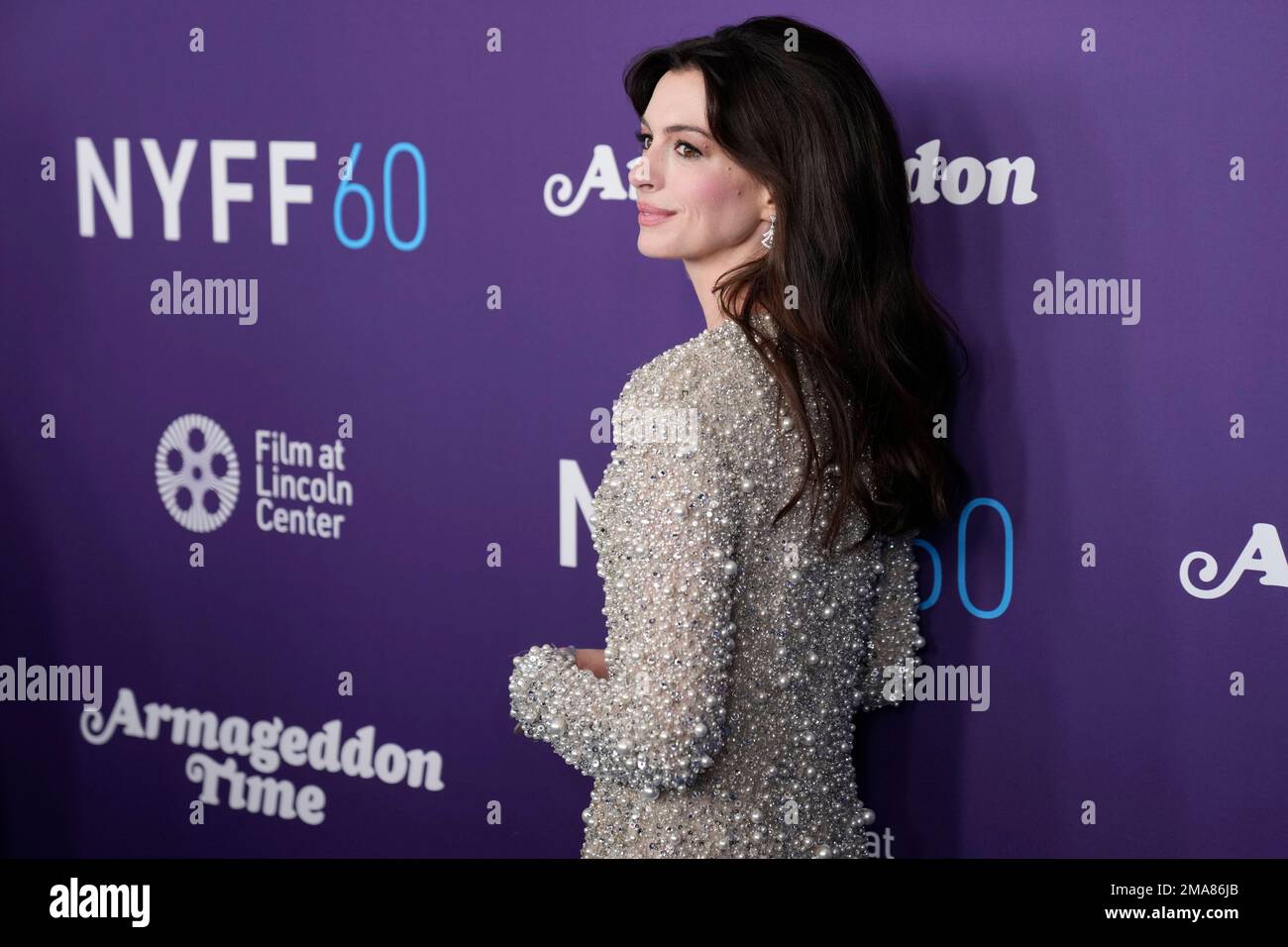 Anne Hathaway attends the "Armageddon Time" premiere during the 60th