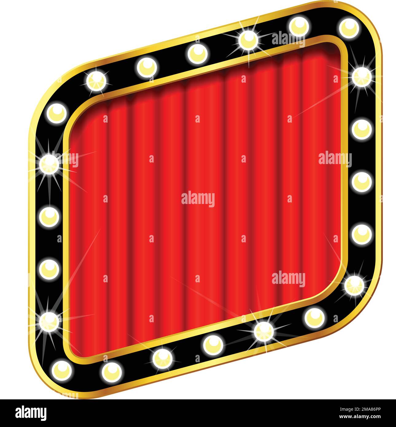 Glitzy show time banner with light bulb frame and red curtain vector