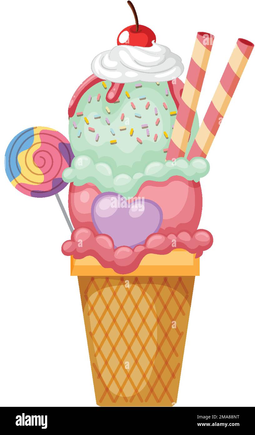 Cotton candy ice cream cone illustration Stock Vector Image & Art Alamy