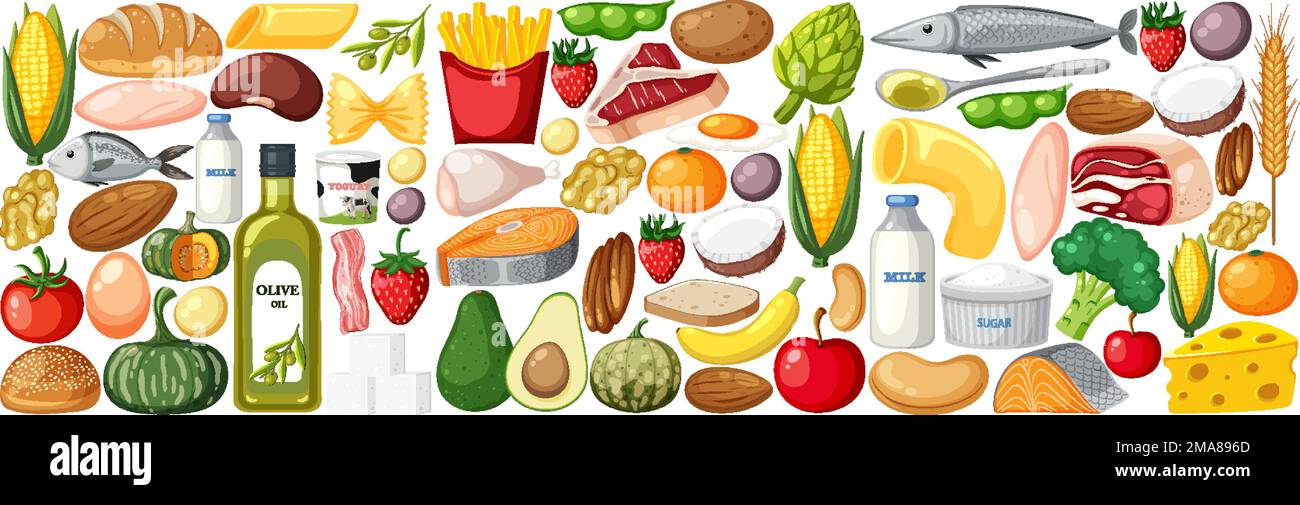 Food vegetable and fruit seamless pattern illustration Stock Vector ...