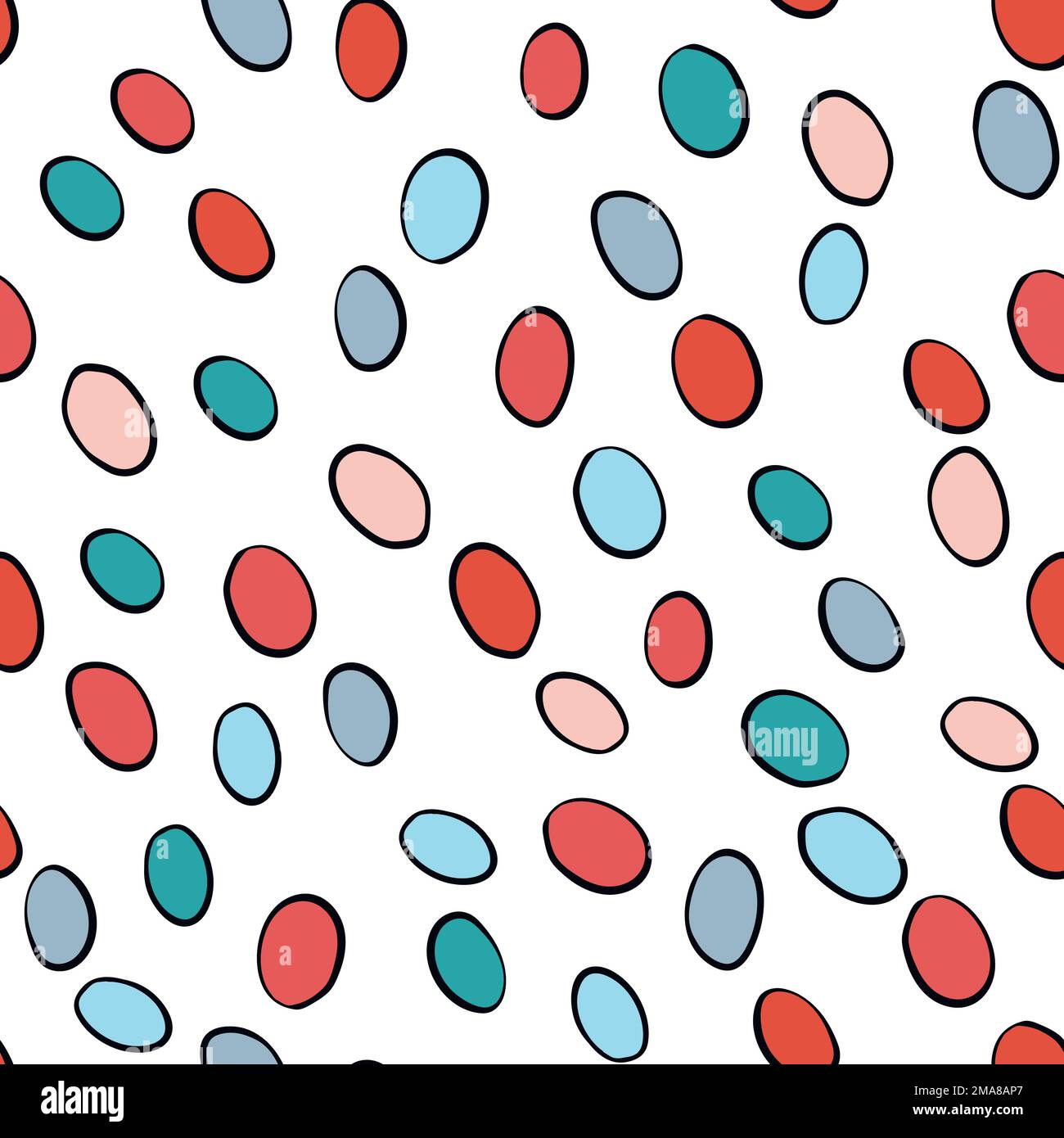 Happy Easter seamless pattern with colorful eggs on white background ...