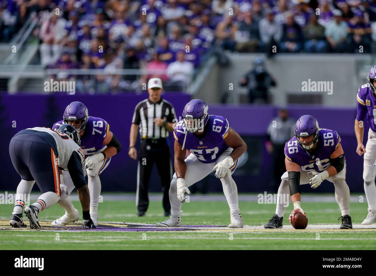 Minnesota Vikings guard Ed Ingram (67) in action during the second half of  an NFL football game against the Chicago Bears, Sunday, Oct. 9, 2022 in  Minneapolis. (AP Photo/Stacy Bengs Stock Photo - Alamy