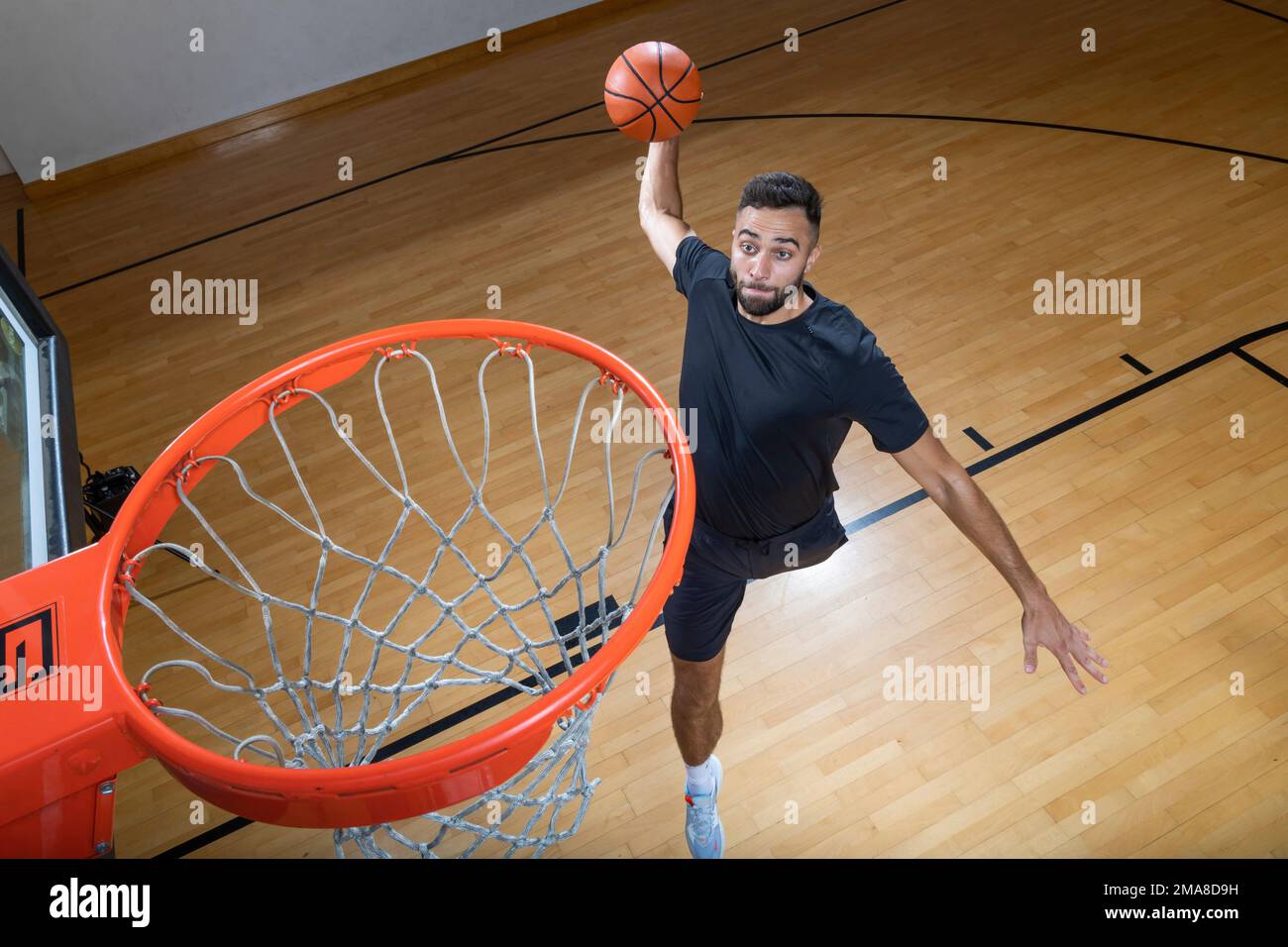 Max Strus, American professional basketball player, practices his on