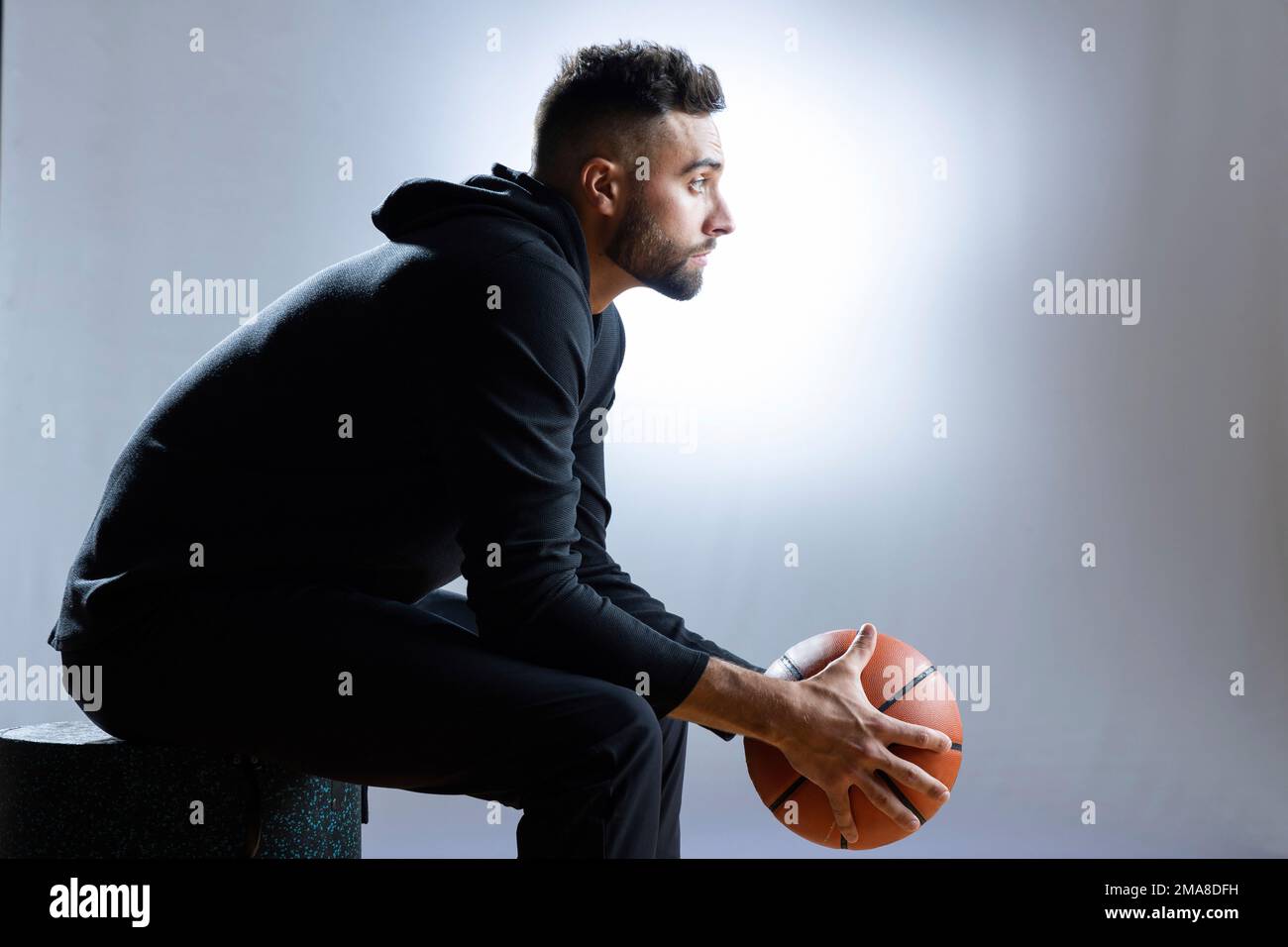 Max Strus, American professional basketball player, practices his on