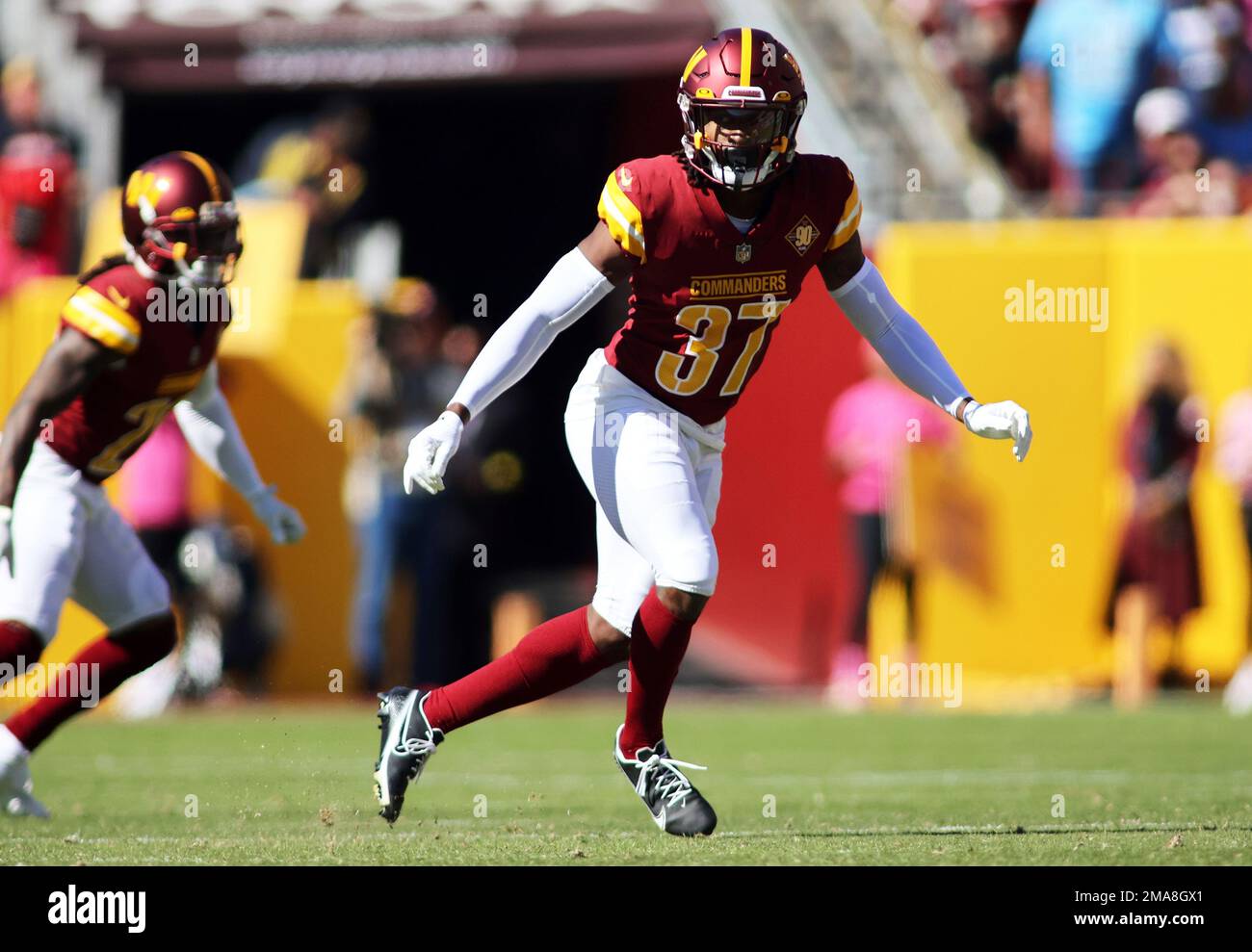 Washington Commanders cornerback Rachad Wildgoose (37) runs during an NFL  football game against the Green Bay Packers, Sunday, October 23, 2022 in  Landover. (AP Photo/Daniel Kucin Jr Stock Photo - Alamy