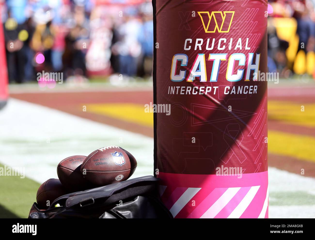 Crucial Catch signage is displayed at the game between the