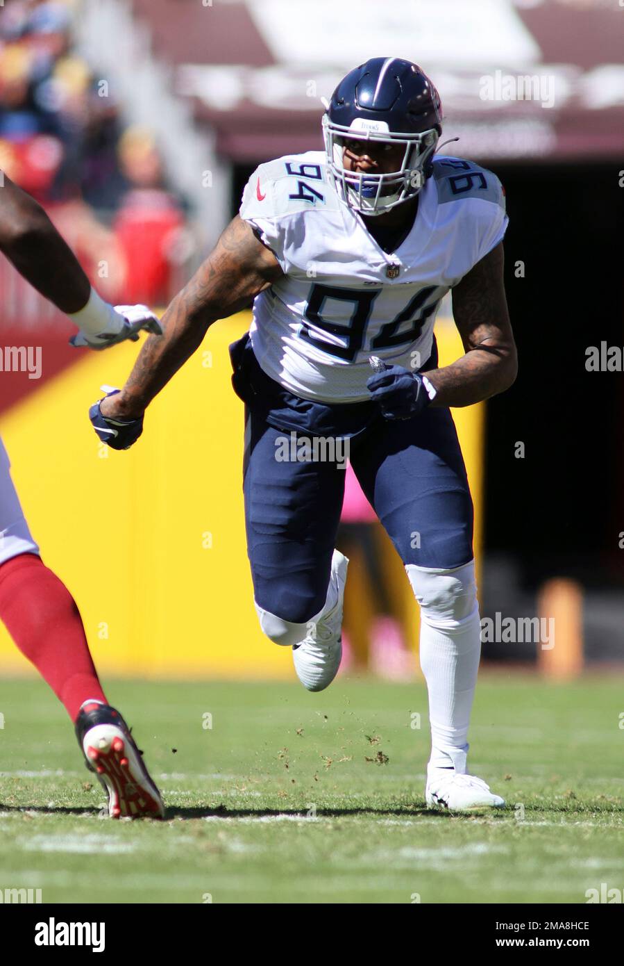 Tennessee Titans defensive end Mario Edwards Jr. (94) runs during an NFL  football game against the Washington Commanders, Sunday, October 9, 2022 in  Landover. (AP Photo/Daniel Kucin Jr Stock Photo - Alamy