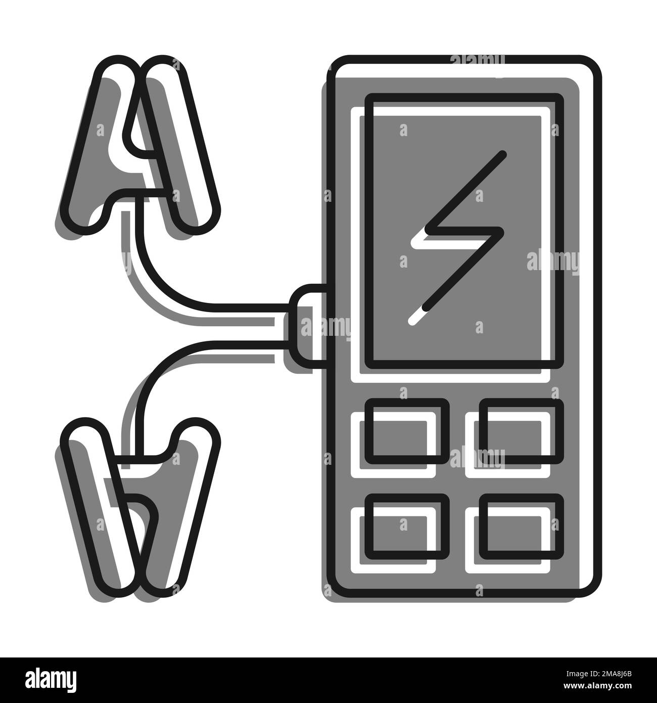 Liner filled with gray color icon. Digital Multimeter, Device For Measuring Current And Voltage In Electrical Circuit. Simple black and white vector I Stock Vector