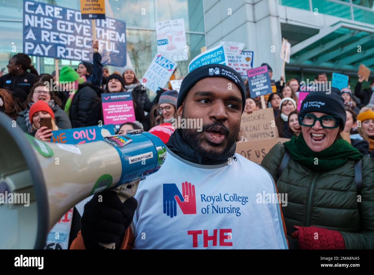Royal College Of Nursing and Unite Hold a Two Day Protest outside various Hospitals across the country to force government's hand into better pay, sta Stock Photo