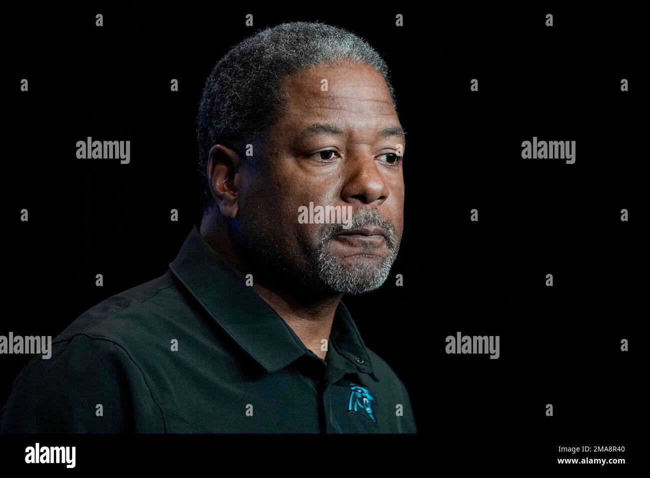 Carolina Panthers' Steve Wilks speaks during a news conference after being  named the NFL football team's interim head coach on Tuesday, Oct. 11, 2022,  in Charlotte, . (AP Photo/Chris Carlson Stock Photo -