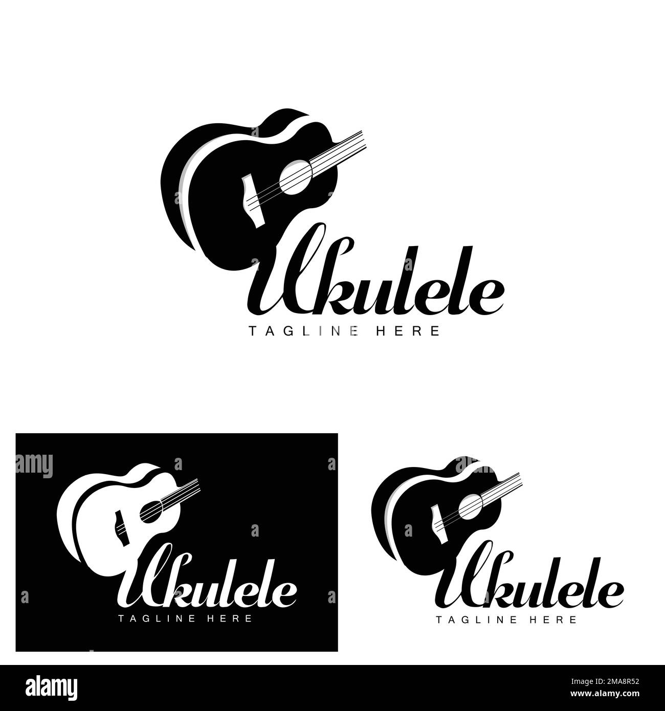 Minimalist Ukulele Music Logo Design, Ukulele Guitar Vector. Ukelele