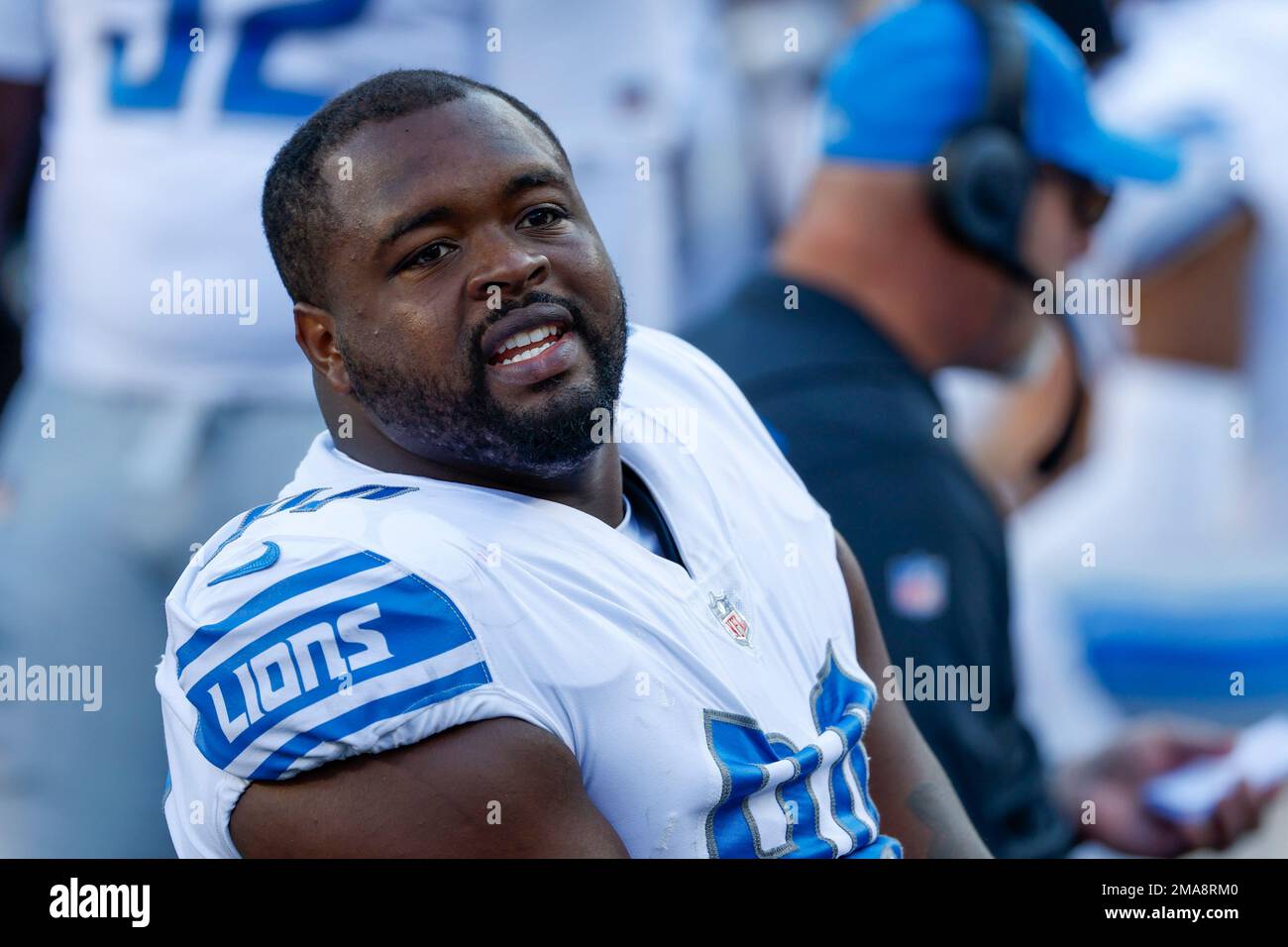 Detroit Lions defensive tackle Benito Jones (94) on the bench during the  second half of an NFL football game, Sunday, Oct. 9, 2022, in Foxborough,  Mass. (AP Photo/Greg M. Cooper Stock Photo - Alamy