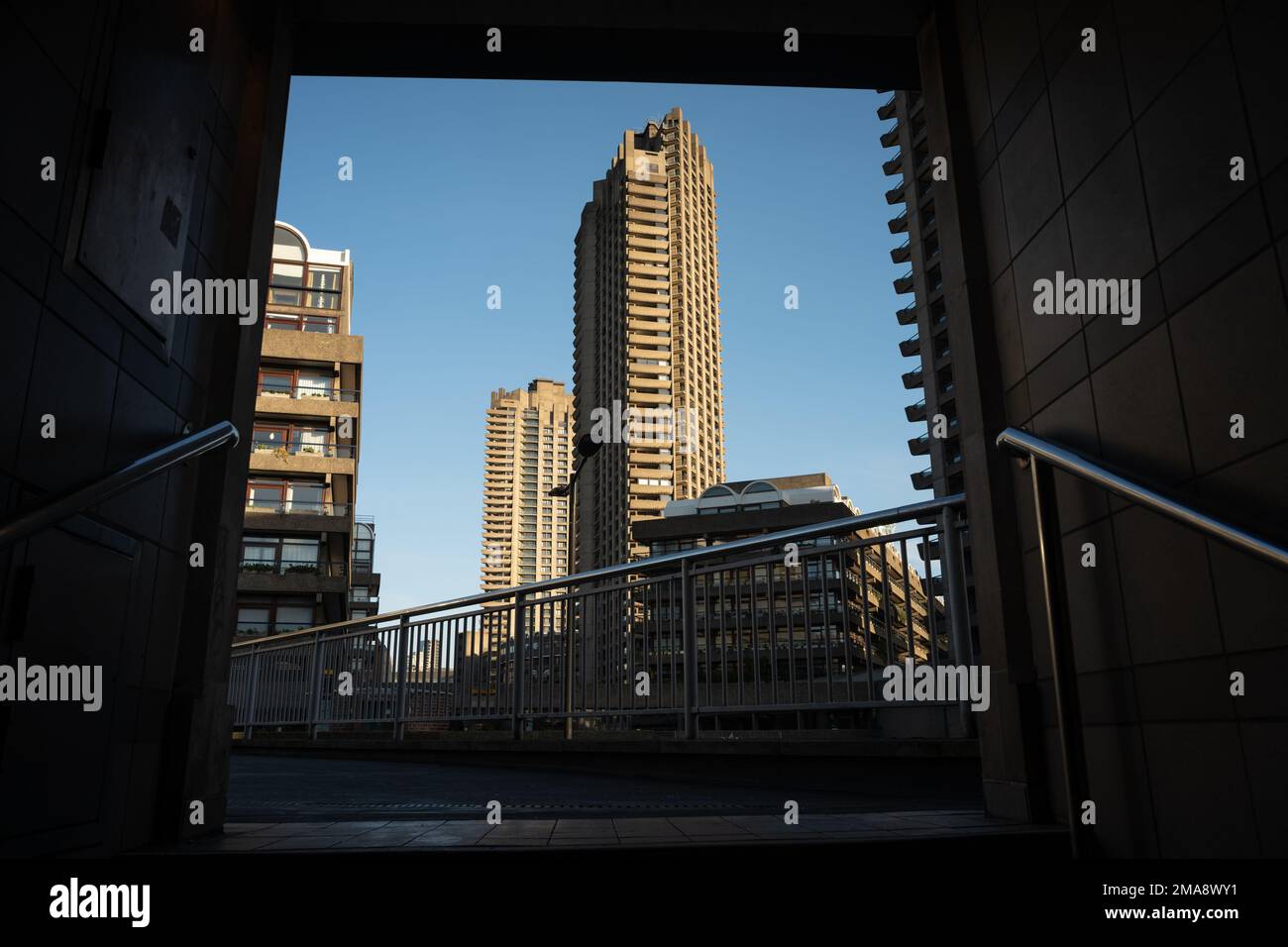 The Barbican Estate, an example of brutalist architecture in central London Stock Photo