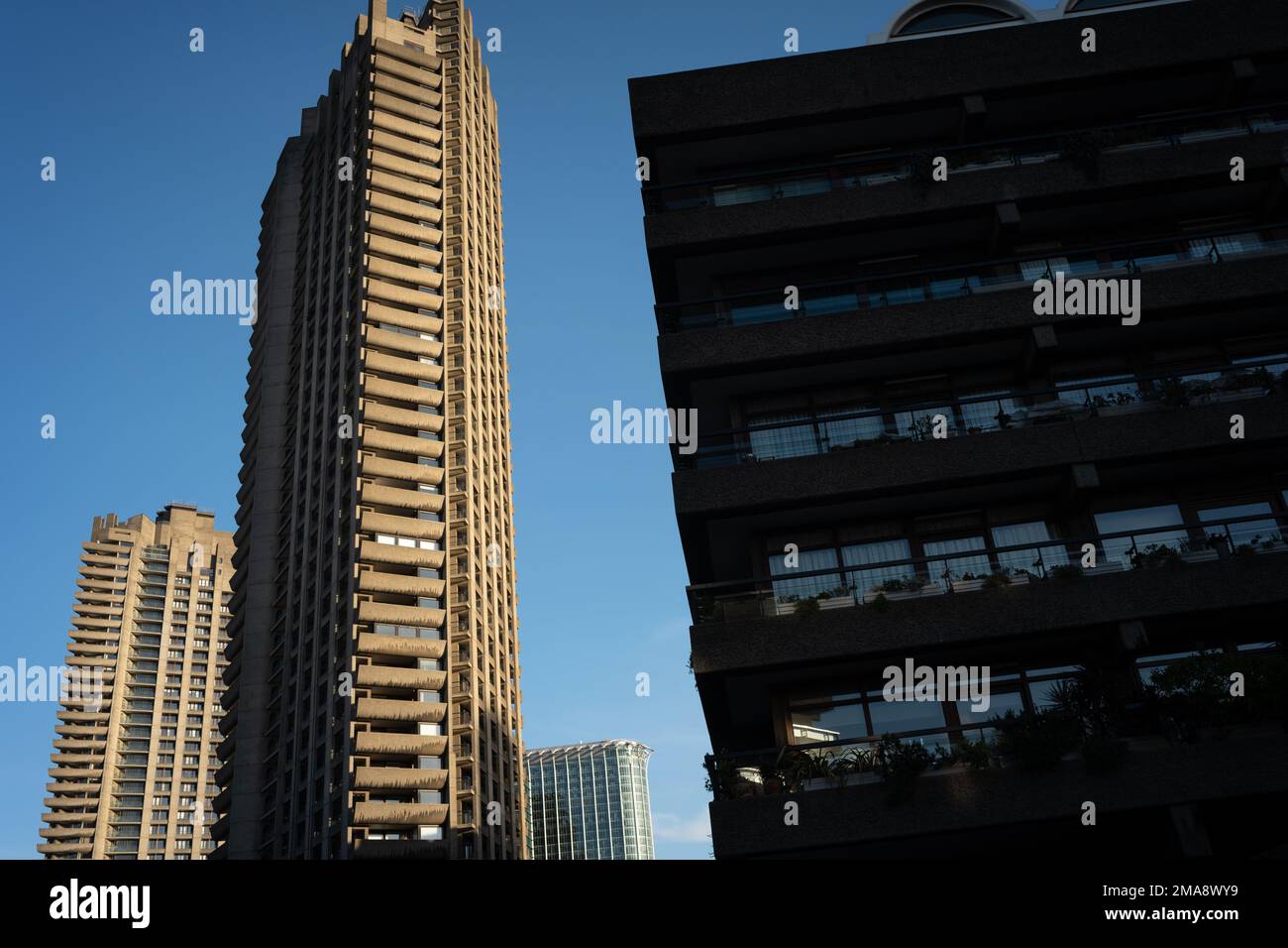 The Barbican Estate, an example of brutalist architecture in central London Stock Photo