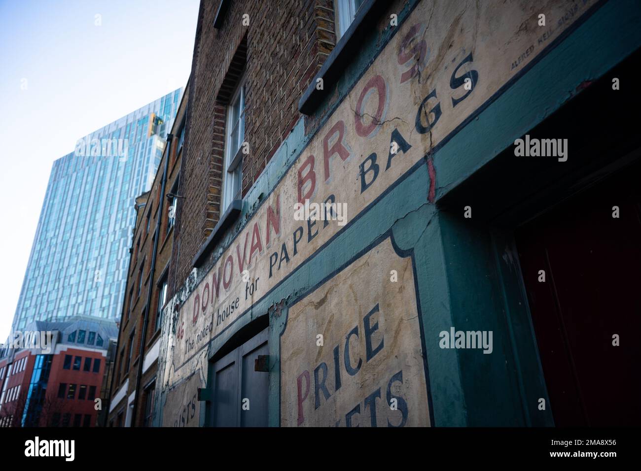 Old sign on building in the East End ofLondon Stock Photo