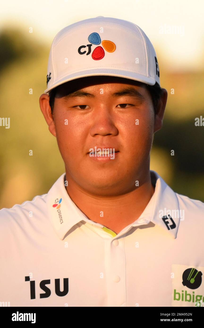 Tom Kim, of South Korea, after winning the Shriners Children's Open
