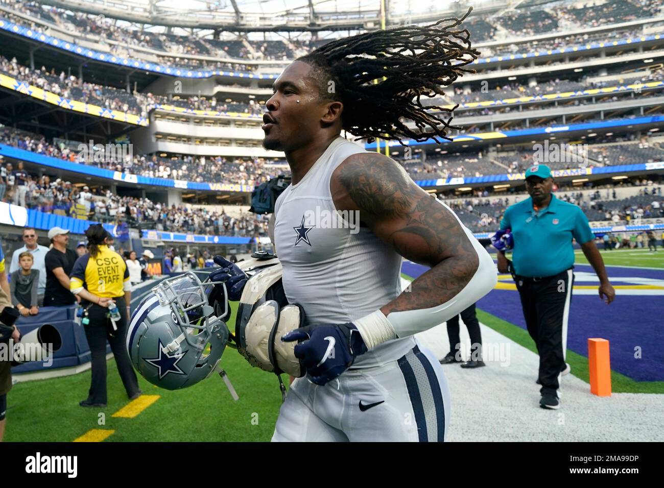 Dallas Cowboys running back Rico Dowdle (23) is seen after an NFL football  game against the Washington Commanders, Sunday, Oct. 2, 2022, in Arlington,  Texas. Dallas won 25-10. (AP Photo/Brandon Wade Stock Photo - Alamy