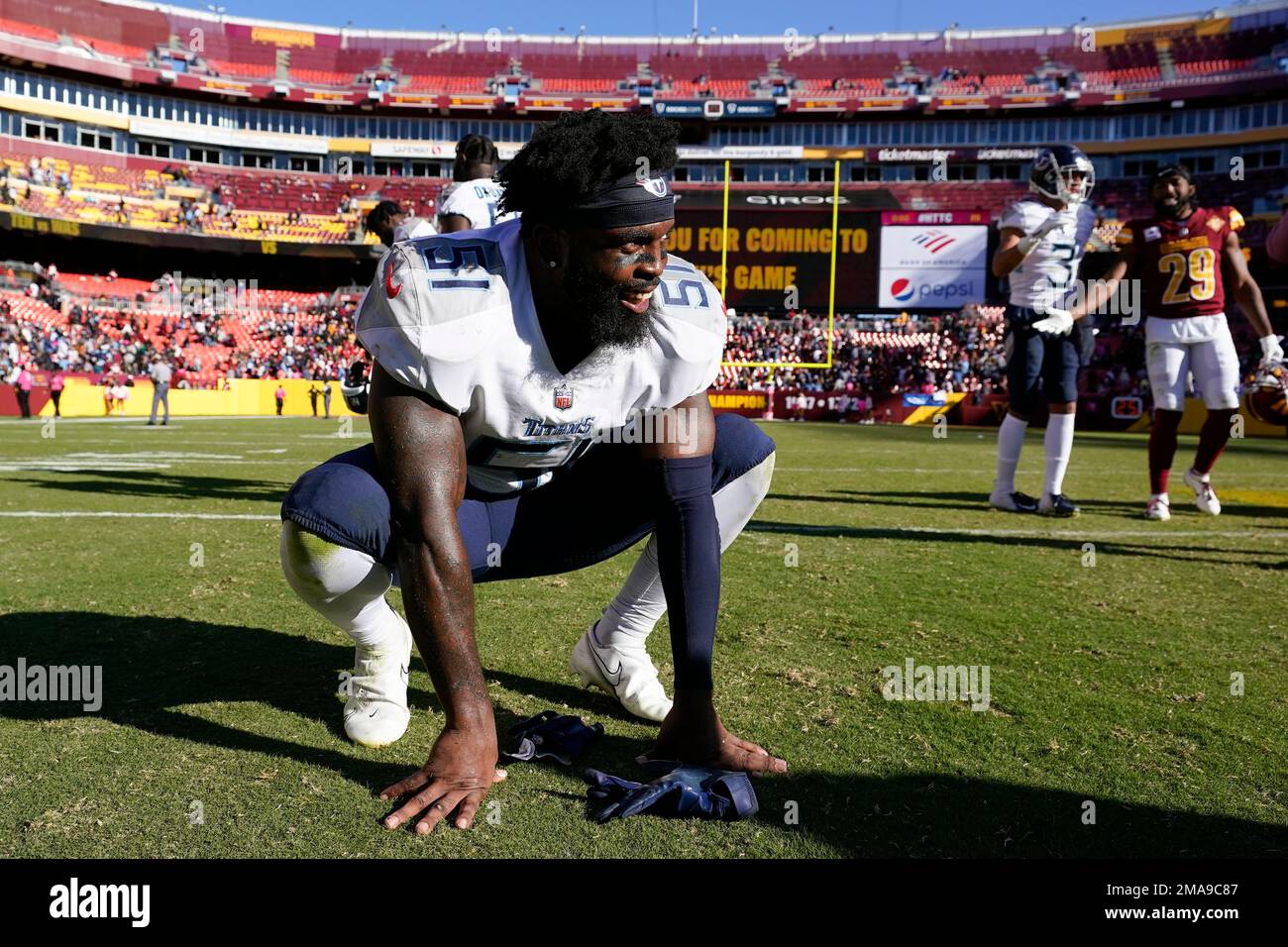 Tennessee Titans linebacker David Long Jr. (51) pictured after an NFL  football game against the Washington Commanders, Sunday, October 9, 2022 in  Landover. (AP Photo/Daniel Kucin Jr Stock Photo - Alamy