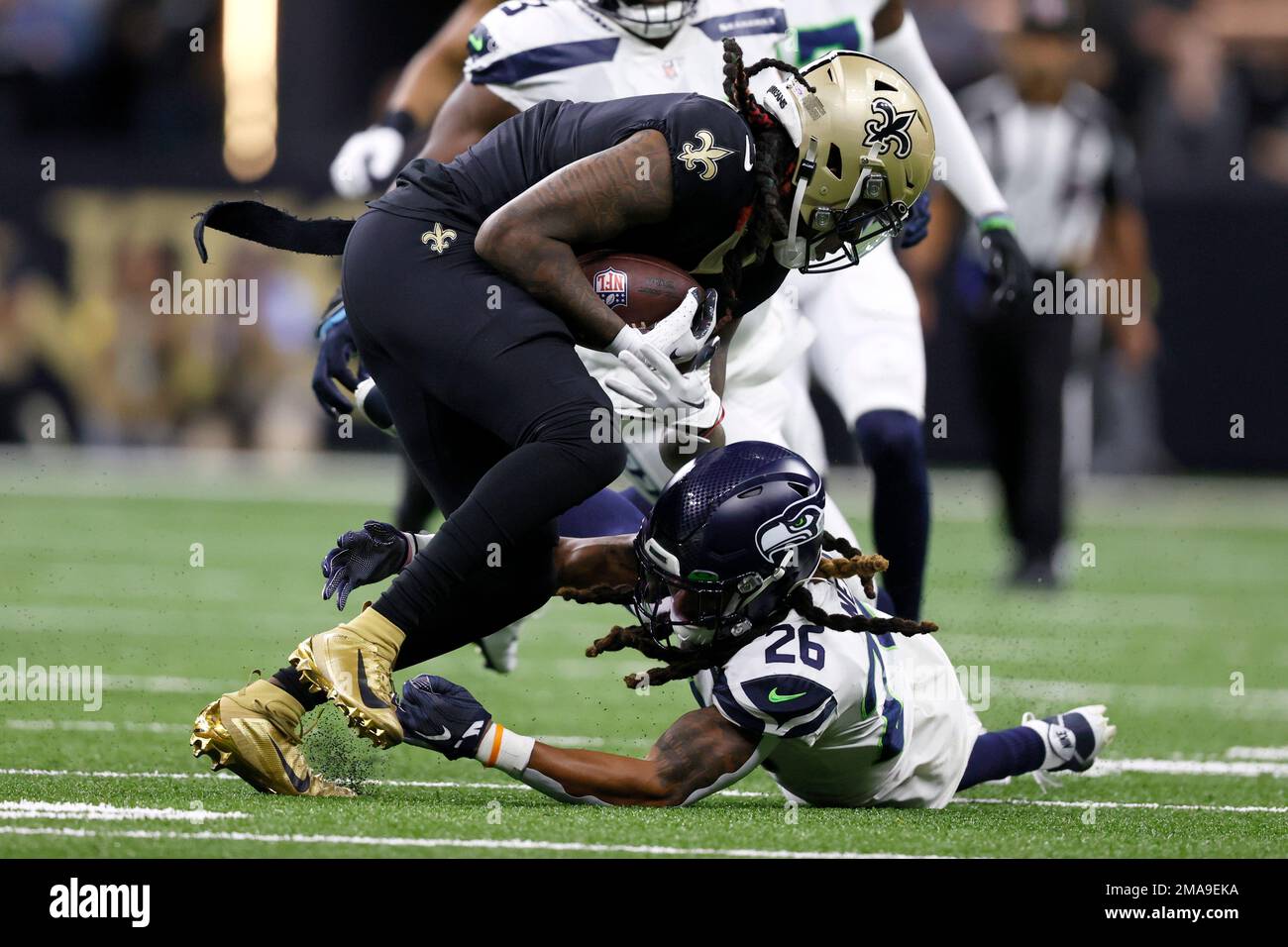 Seattle Seahawks safety Ryan Neal (26) during an NFL football game against  the Denver Broncos, Monday, Sept. 12, 2022, in Seattle, WA. The Seahawks  defeated the Bears 17-16. (AP Photo/Ben VanHouten Stock Photo - Alamy