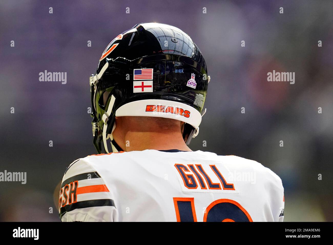 CINCINNATI, OH - SEPTEMBER 12: A Cincinnati Bengals helmet is shown with a  9/11 memorial ribbon decal during the game against the Minnesota Vikings  and the Cincinnati Bengals on September 12, 2021