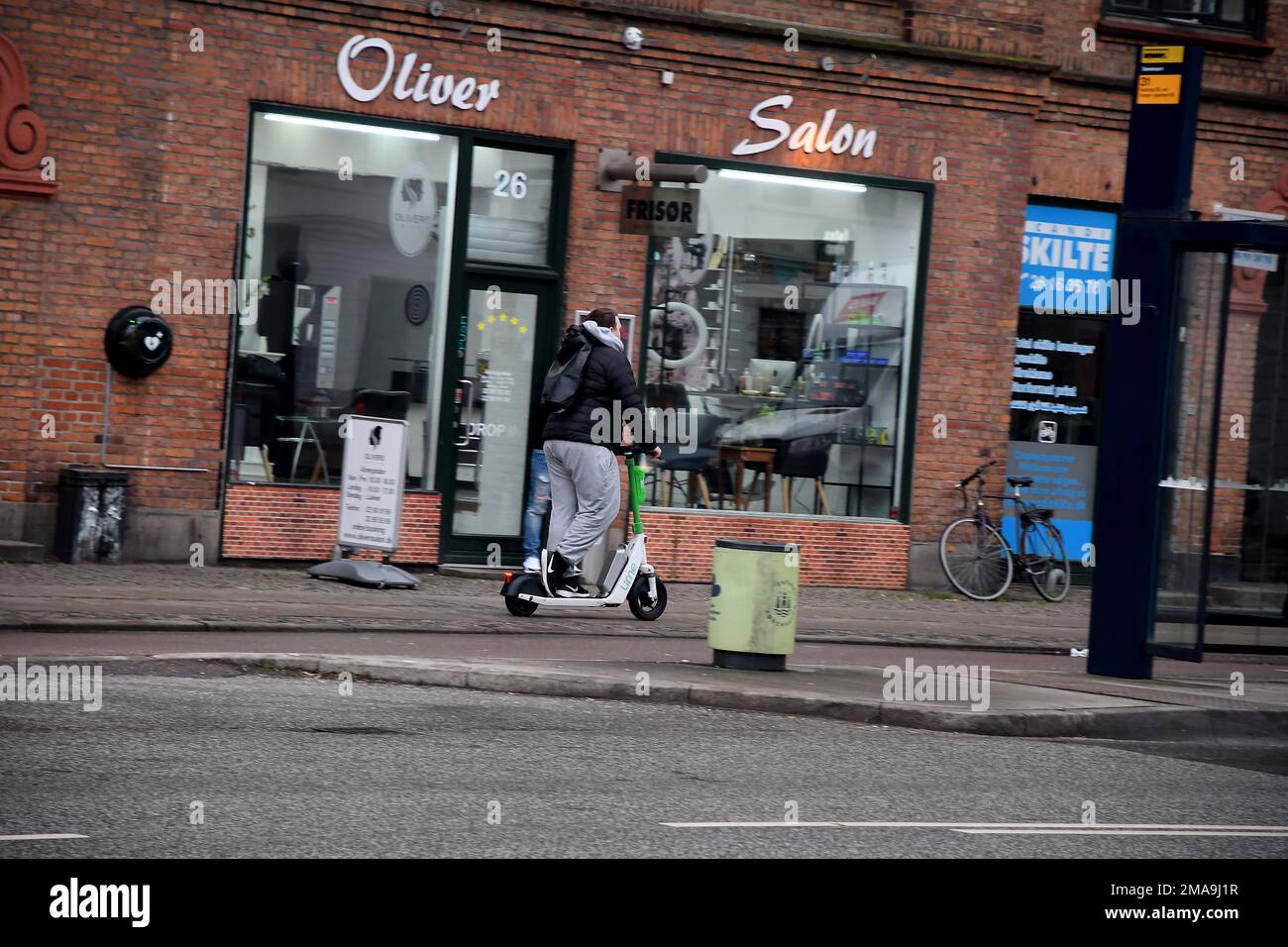 Copenhagen/Denmark/19 January 2023/ Escooter rider in danish capital