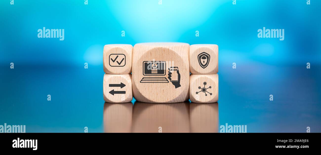 Wooden blocks with symbol of 2fa concept on blue background Stock Photo ...