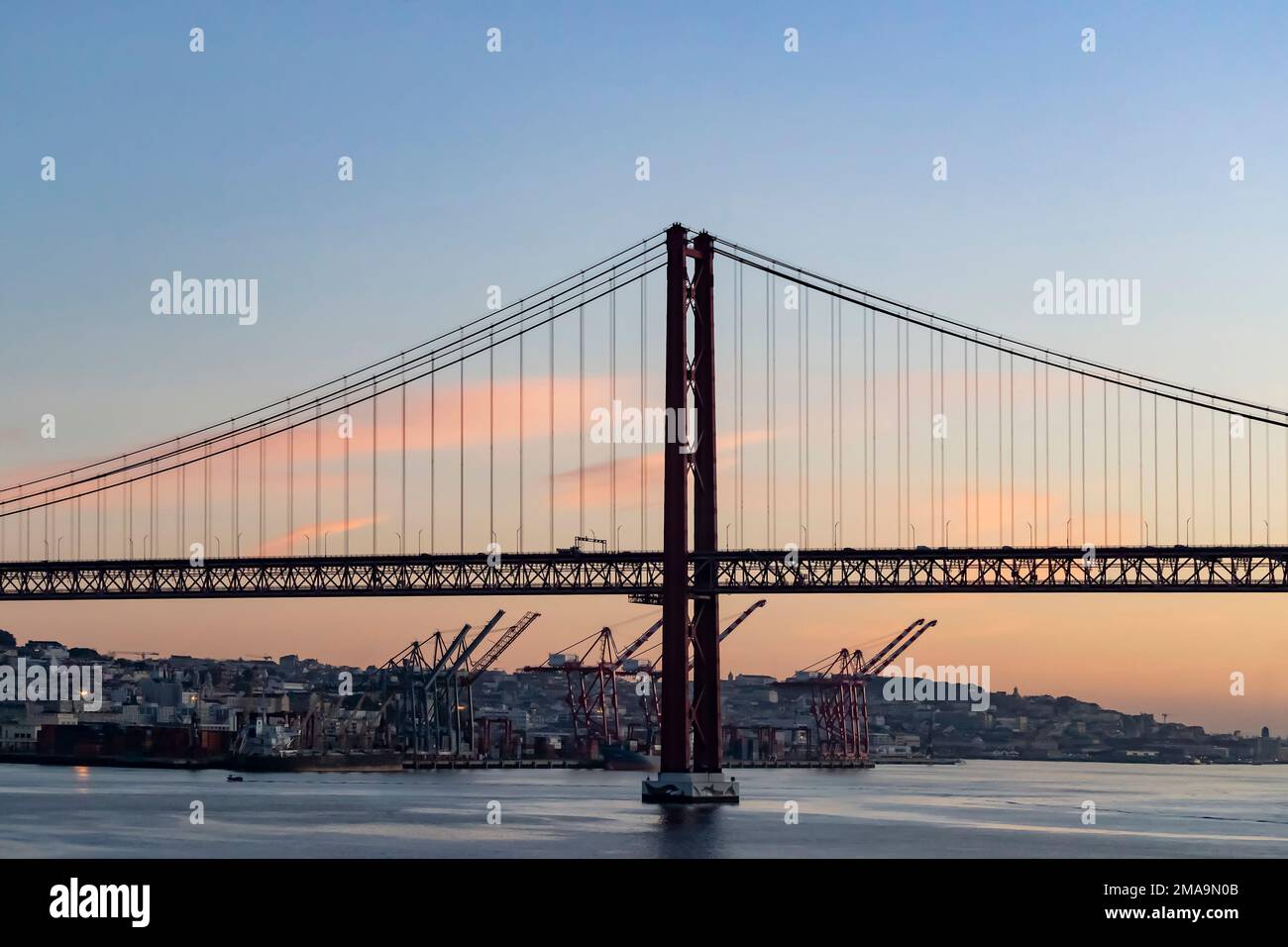 25 de April Bridge over the river Tugus,Lisbon Portugal. Stock Photo