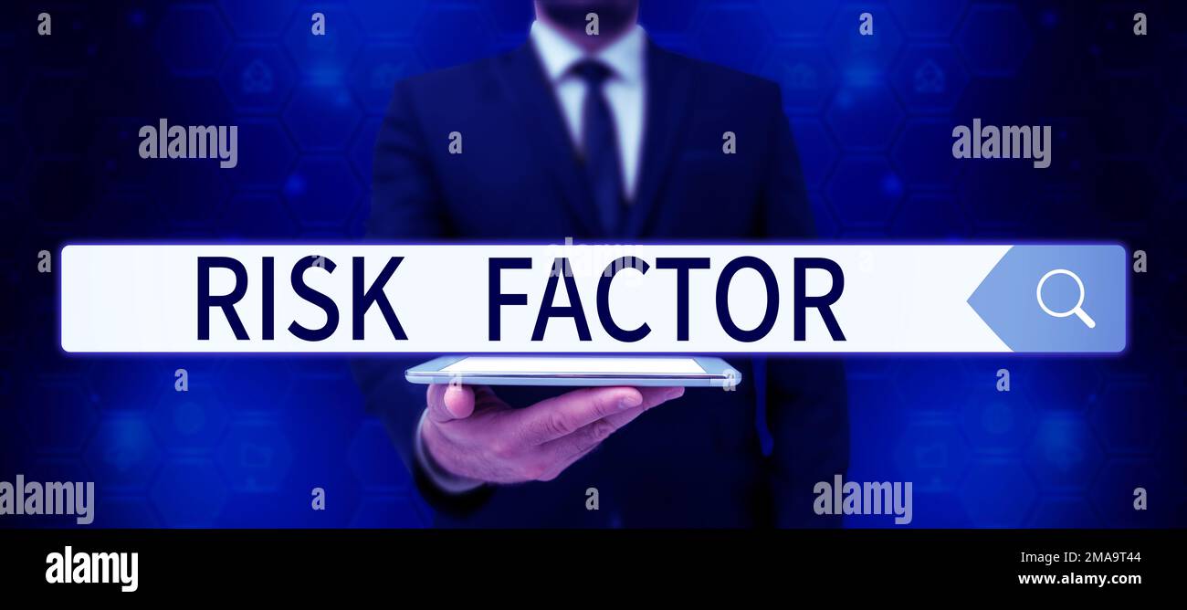 Text sign showing Risk Factor. Conceptual photo Something that rises ...