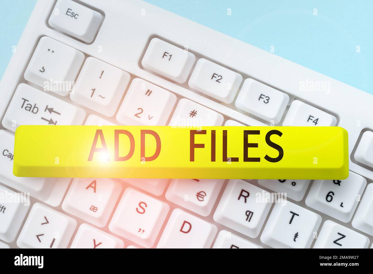 Hand writing sign Add Files. Concept meaning To put more information to