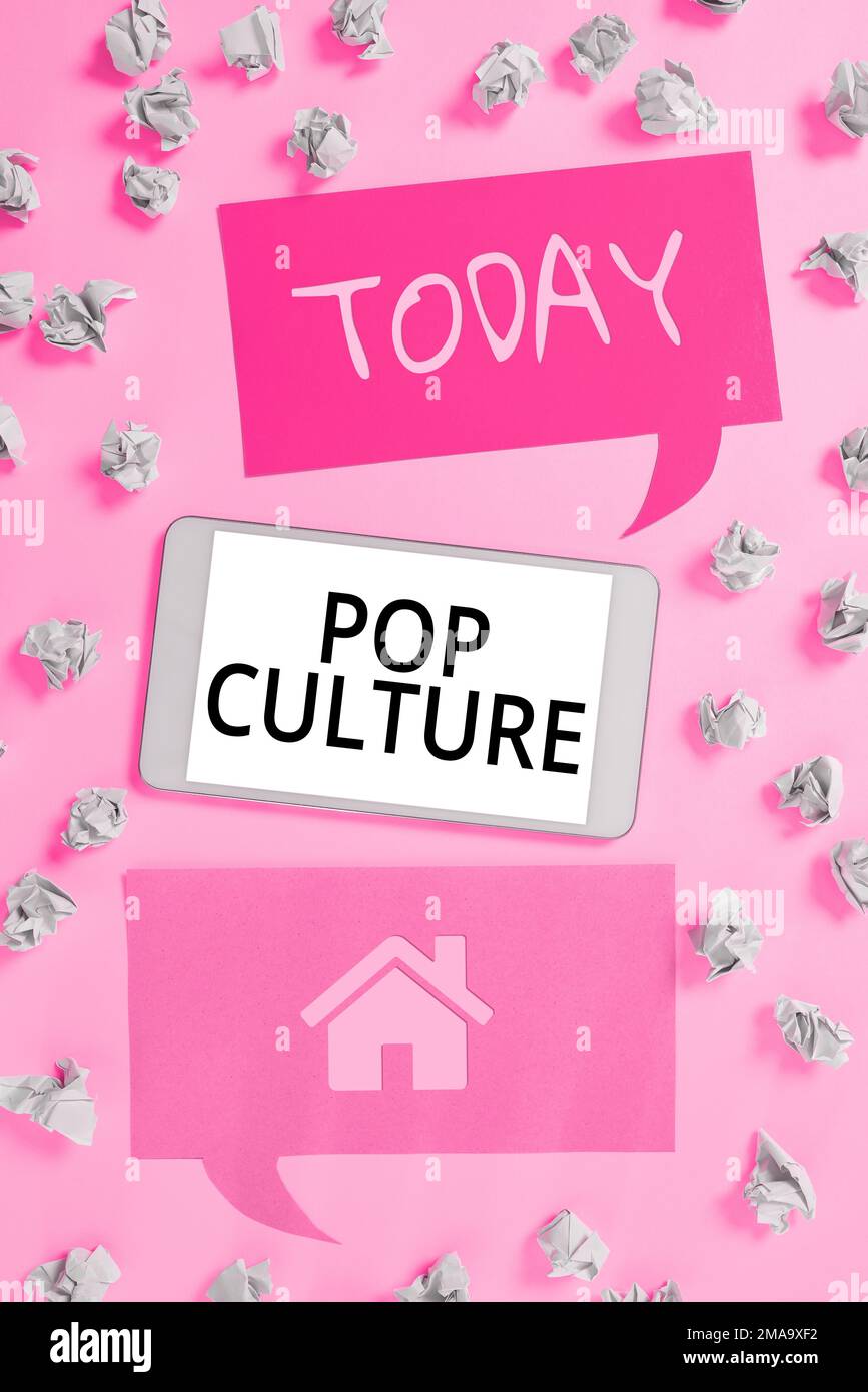 Text showing inspiration Pop Culture. Concept meaning describes the  lifestyle and tastes of the majority of mostly younger people Stock Photo -  Alamy