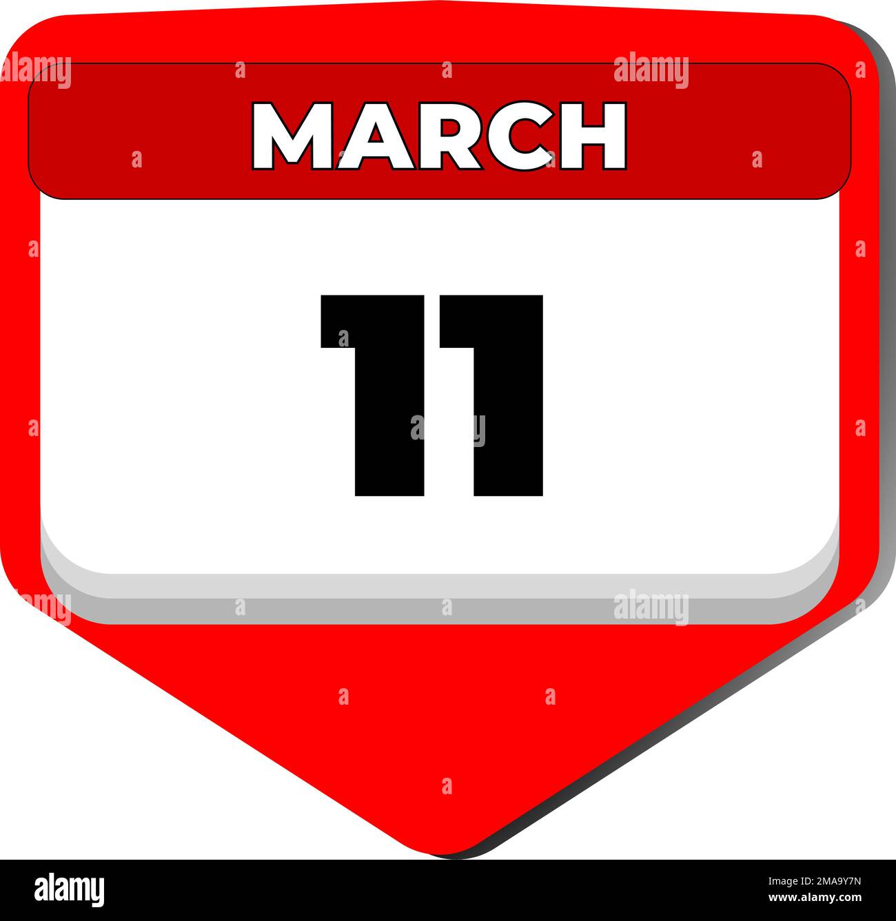 11 March vector icon calendar day. 11 date of March. Eleventh day of March. 11th date number. 11 day calendar. Eleven date Stock Vector