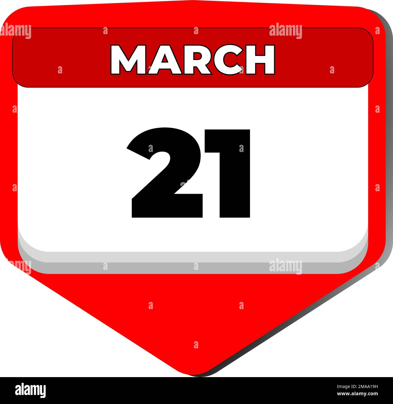21 March vector icon calendar day. 21 date of March. Twenty first day of March. 21th date number. 21 day calendar. Twenty one date. Down Syndrome Stock Vector