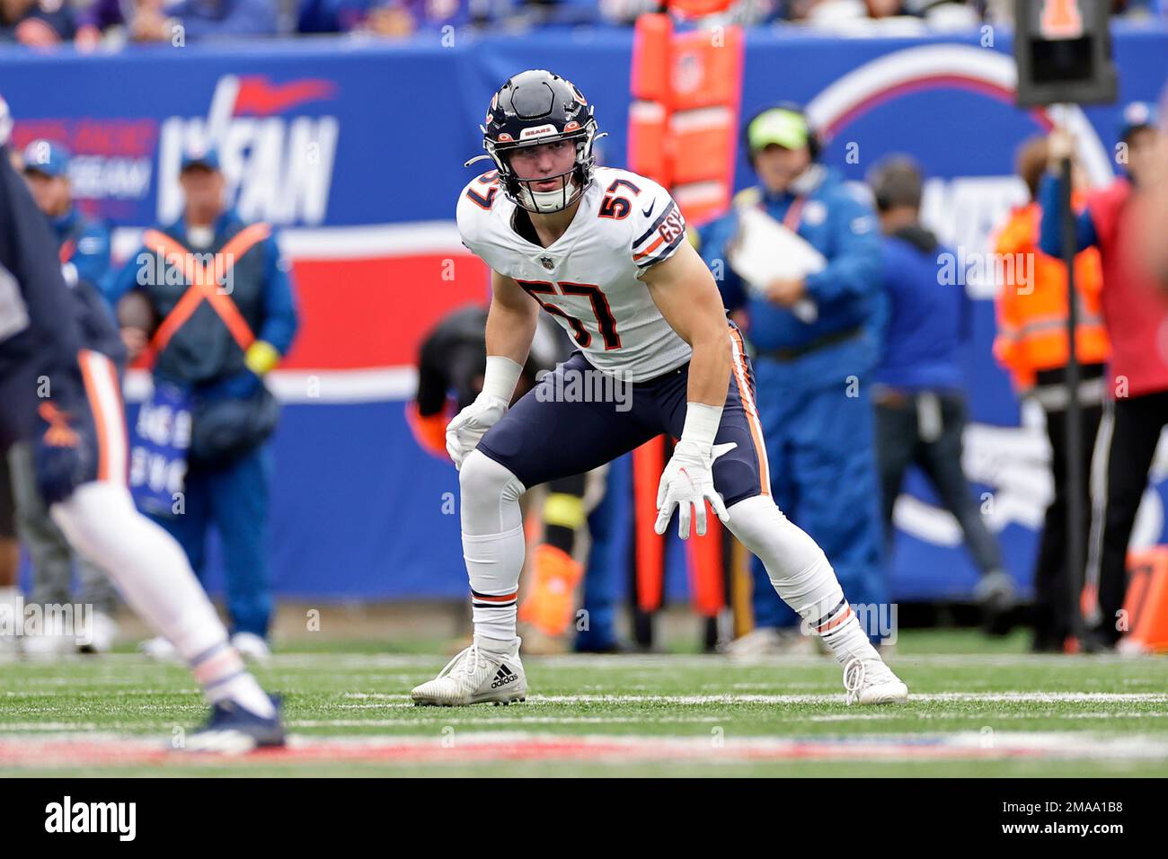 Chicago Bears linebacker Jack Sanborn (57)defends against the New York  Giants during an NFL football game Sunday, Oct. 2, 2022, in East  Rutherford, N.J. (AP Photo/Adam Hunger Stock Photo - Alamy
