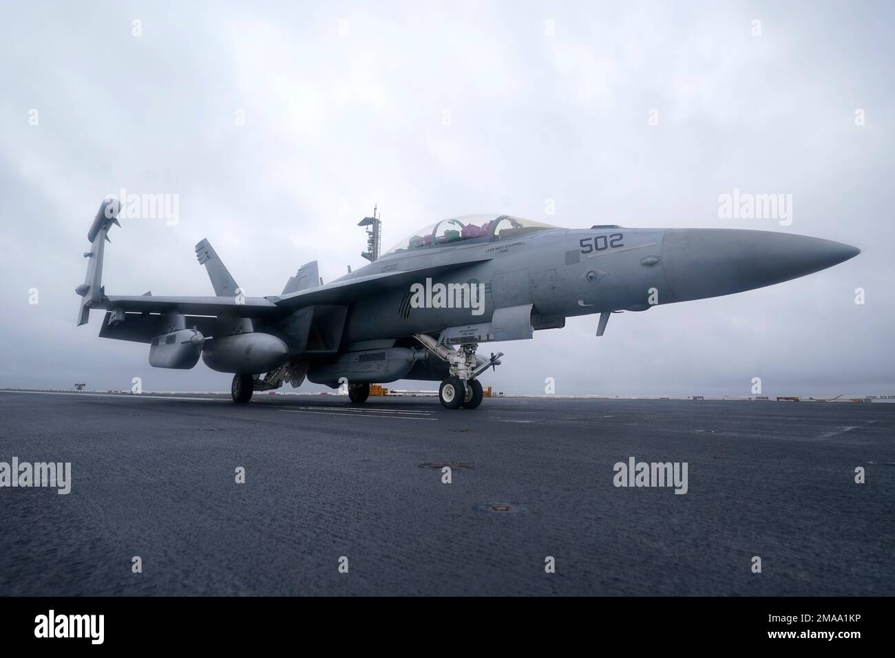 An F/A-18 G waits to be launched from the deck of the nuclear powered ...