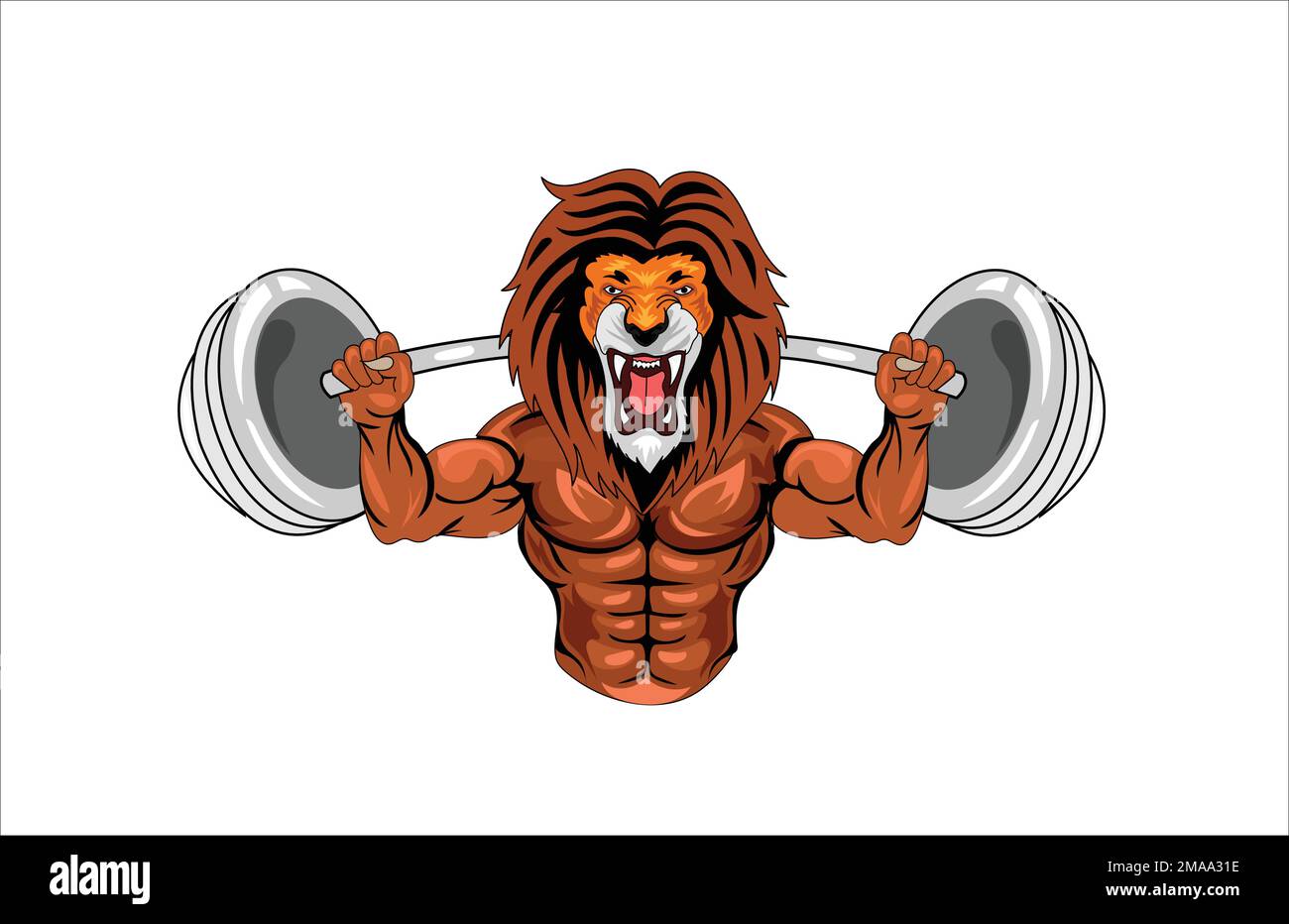 Lion bodybuilding mascots vector illustration Stock Vector