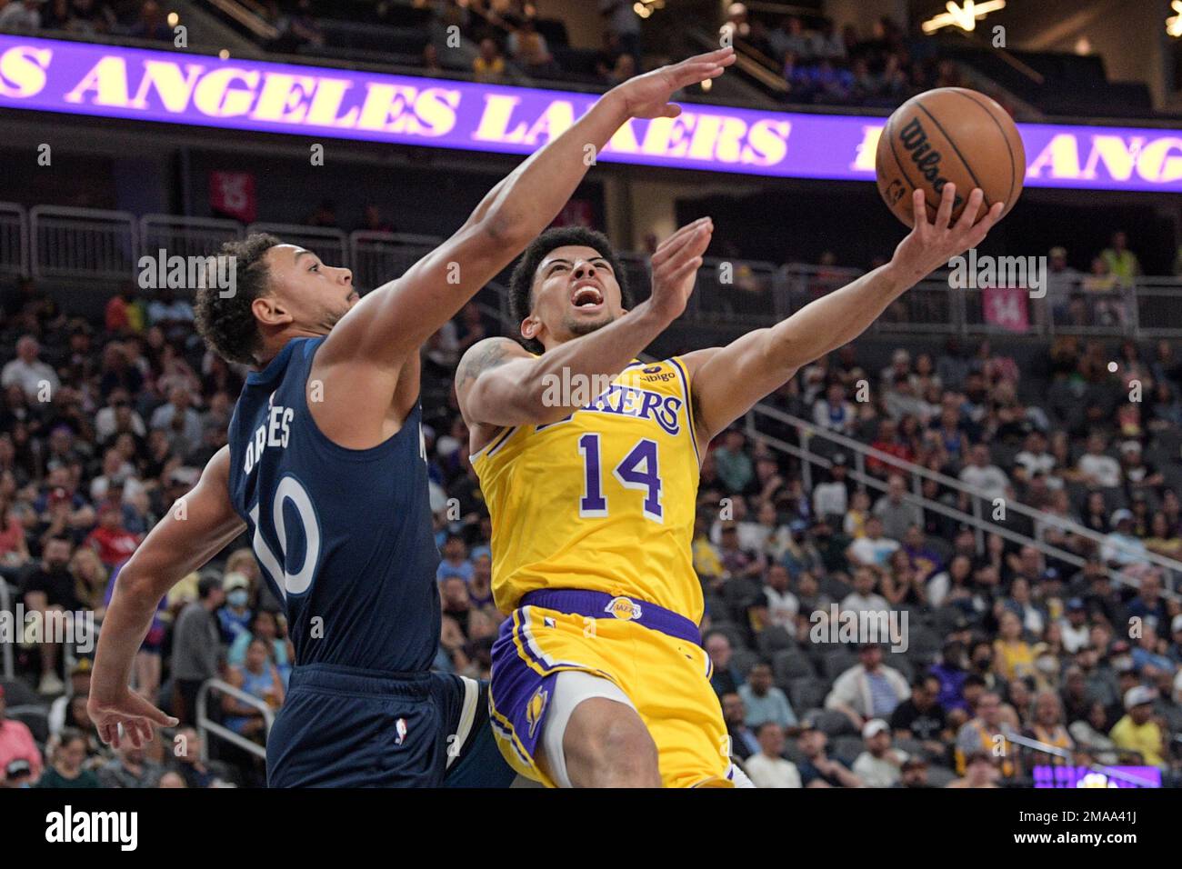 Los Angeles Lakers guard Scotty Pippen Jr. (14) in the second half of an  NBA basketball game Monday, Jan. 9, 2023, in Denver. (AP Photo/David  Zalubowski Stock Photo - Alamy