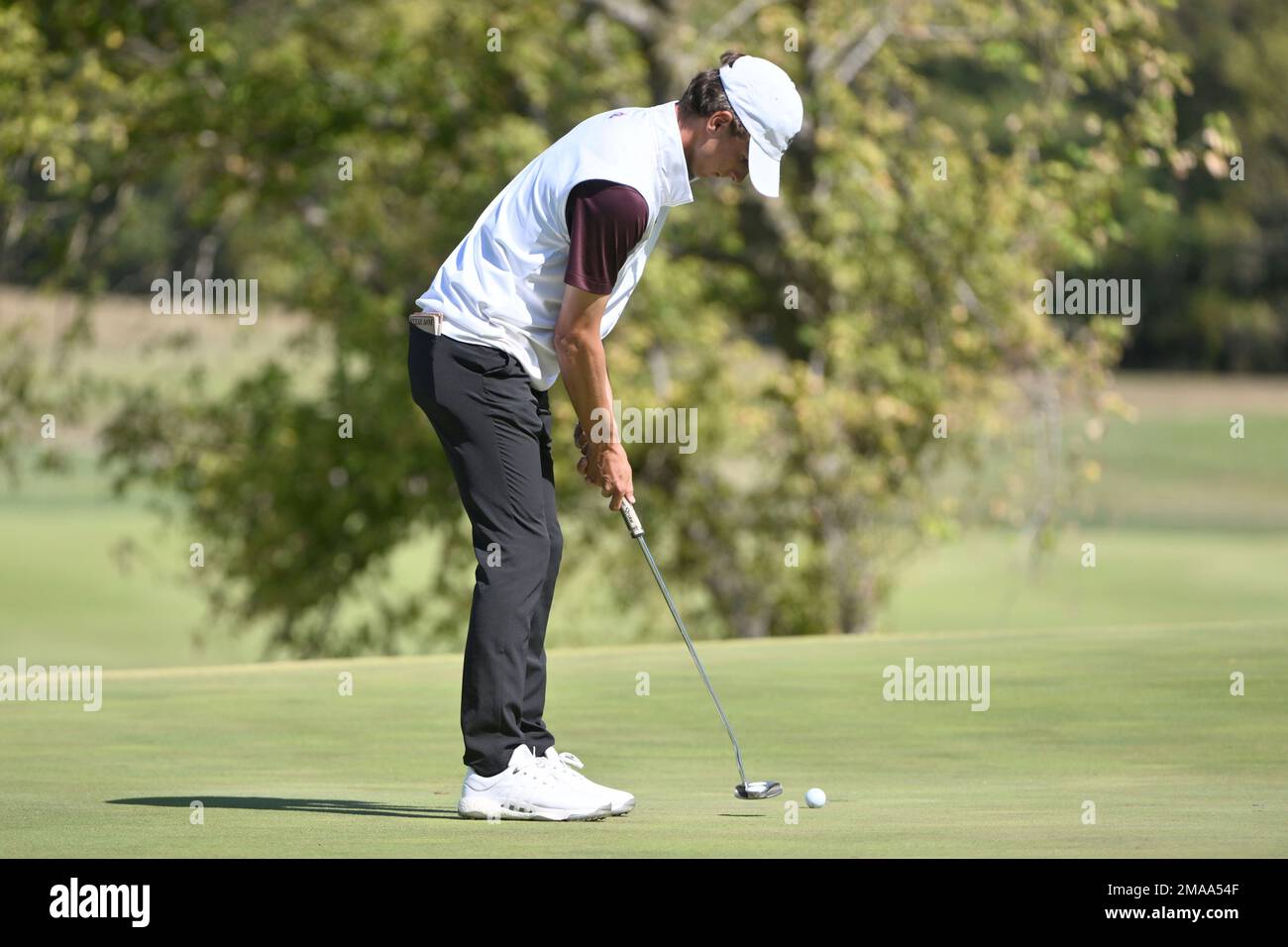 Texas A&M golfer Jamie Montojo on the first hole during an NCAA golf ...