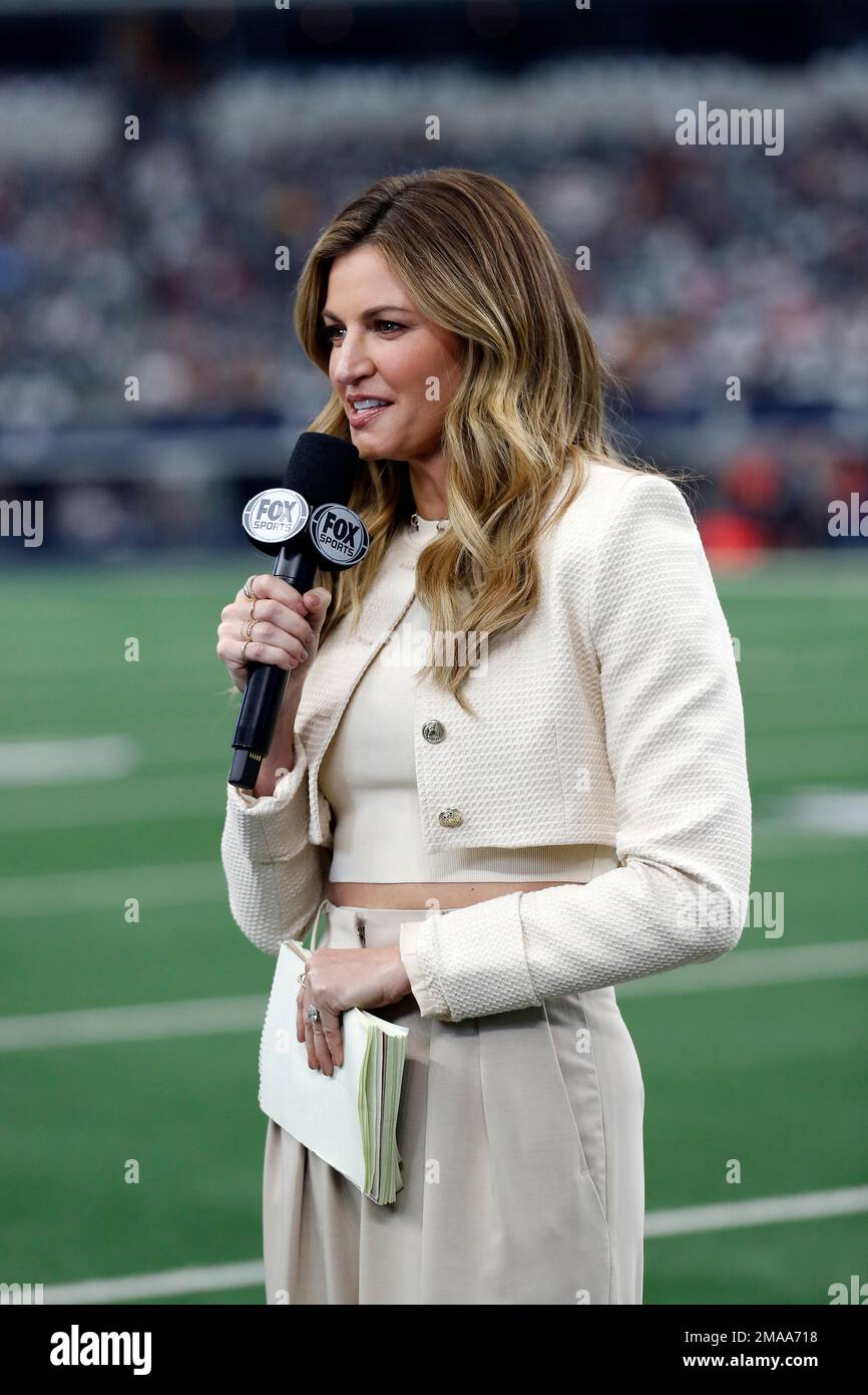 FOX Sports reporter Erin Andrews is seen before an NFL football game