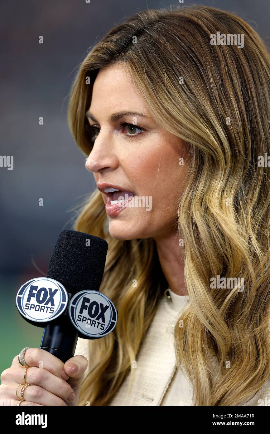 FOX Sports reporter Erin Andrews is seen before an NFL football game