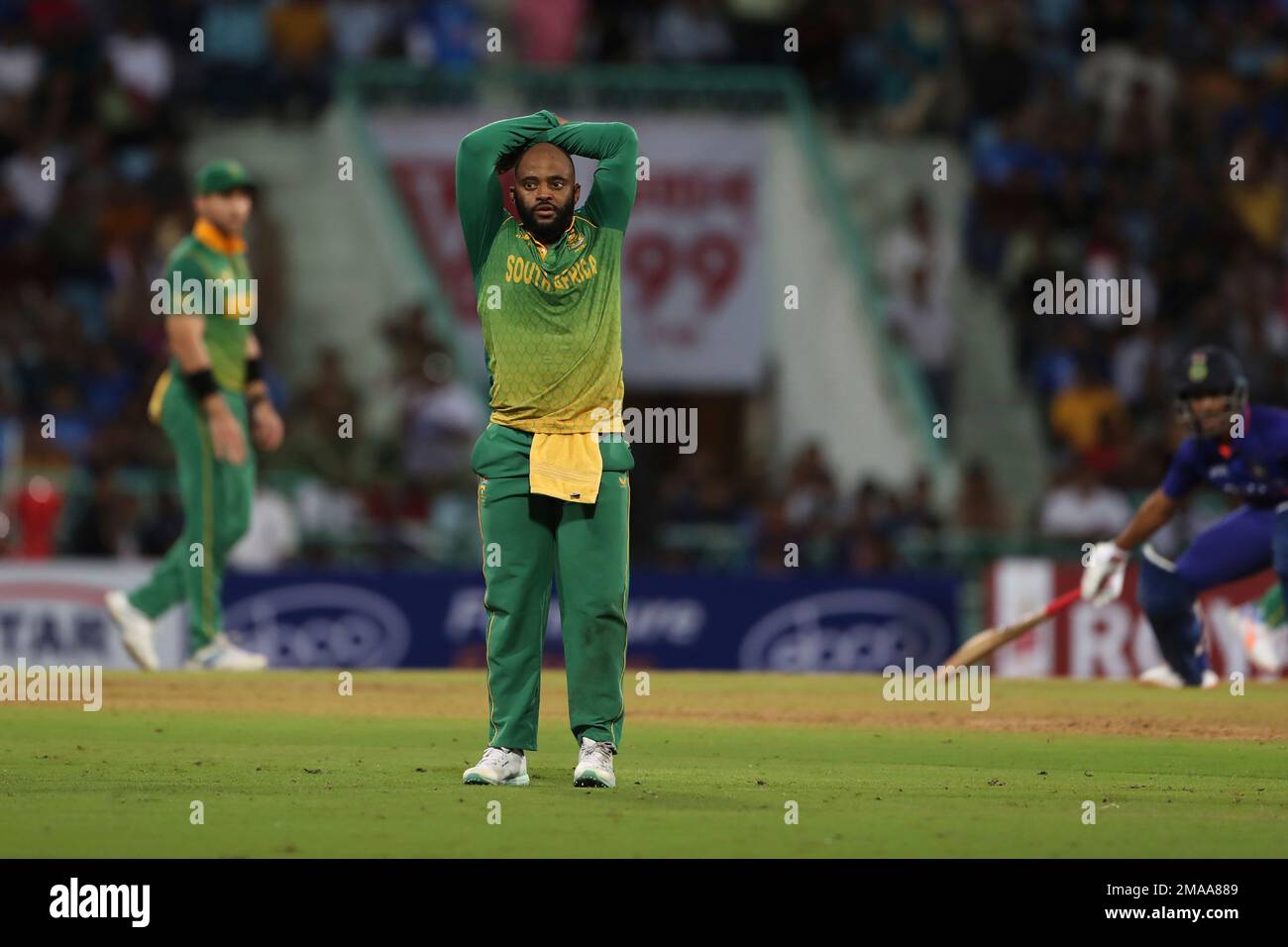 South Africa's captain Temba Bavuma reacts during the first one day ...