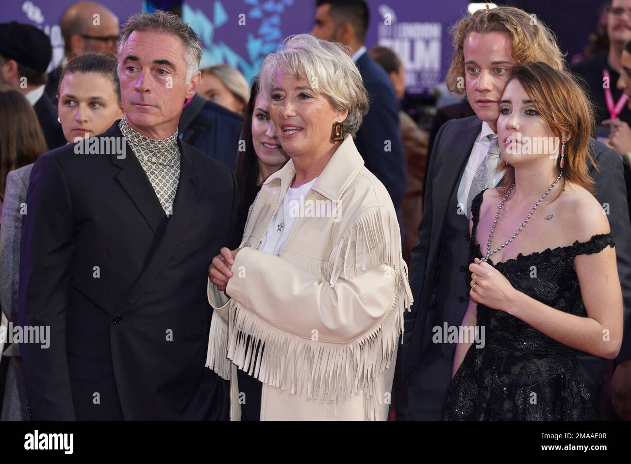 Greg Wise, from left, Emma Thompson, and Gaia Wise pose for(00)