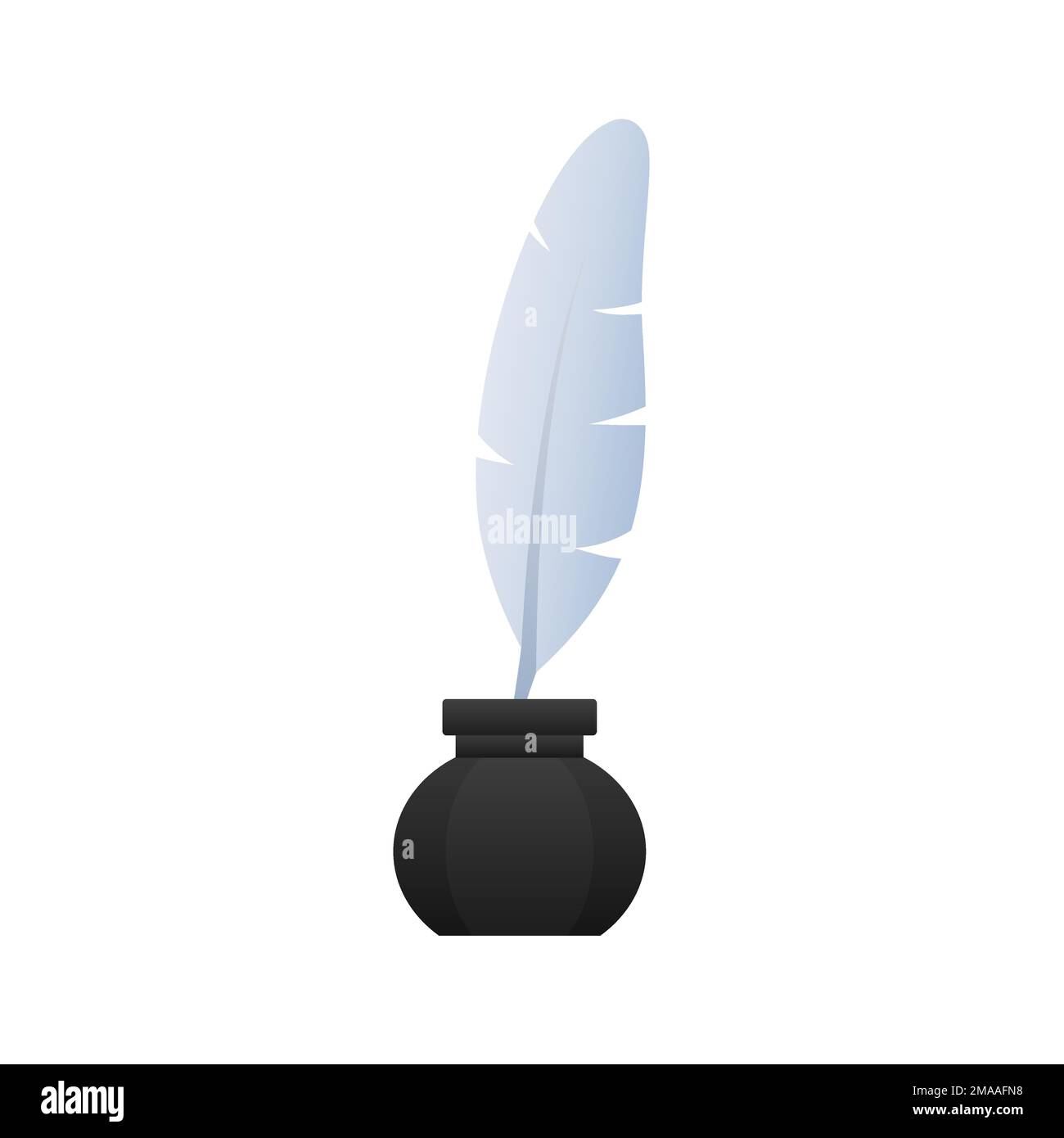 Quill and Ink Icon. Duck feather pen. Vector stock illustration Stock