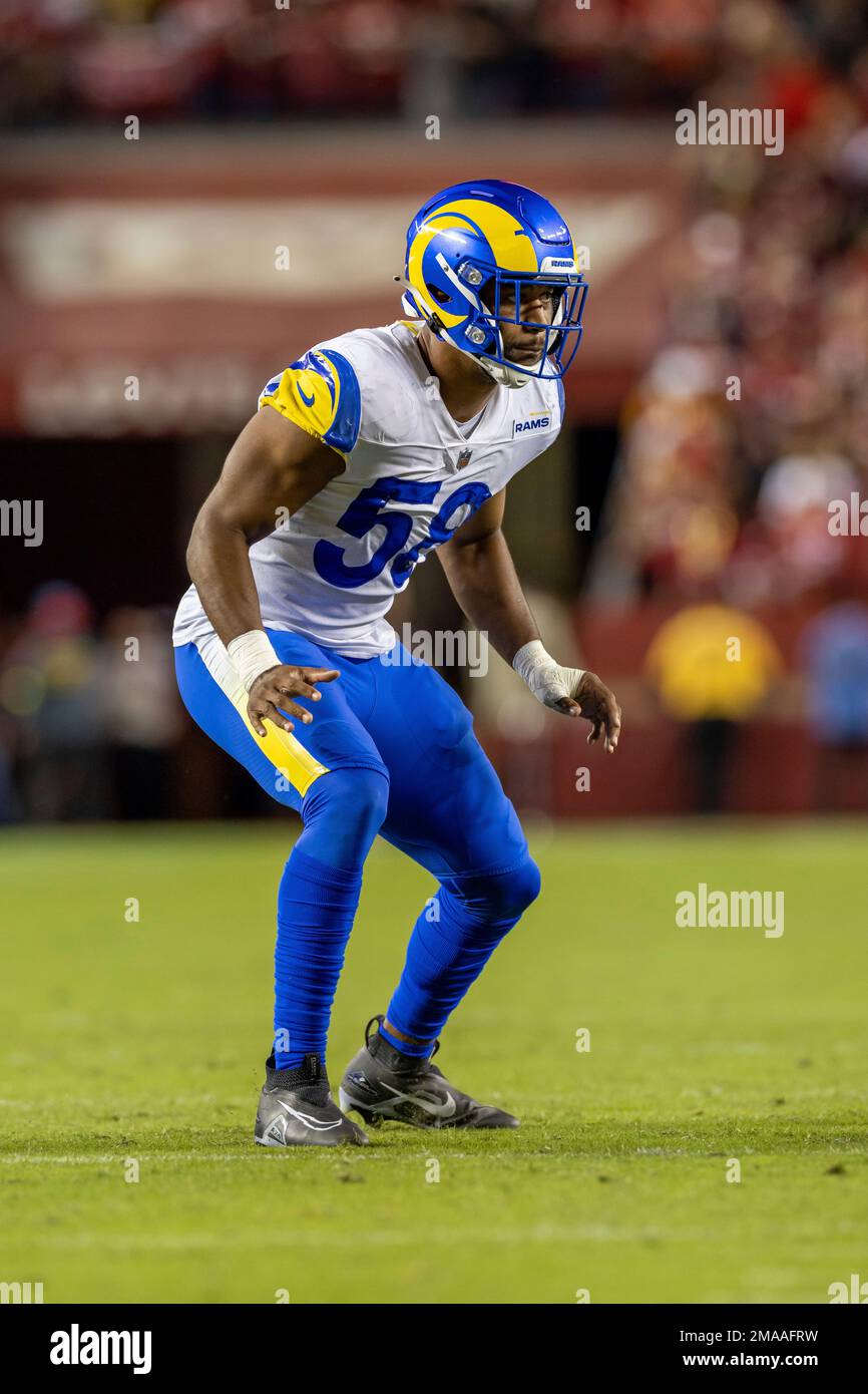 Linebacker (58) Justin Hollins of the Los Angeles Rams against the Dallas  Cowboys in an NFL football game, Sunday, Oct. 9, 2022, in Inglewood, Calif.  Cowboys won 22-10. (AP Photo/Jeff Lewis Stock Photo - Alamy