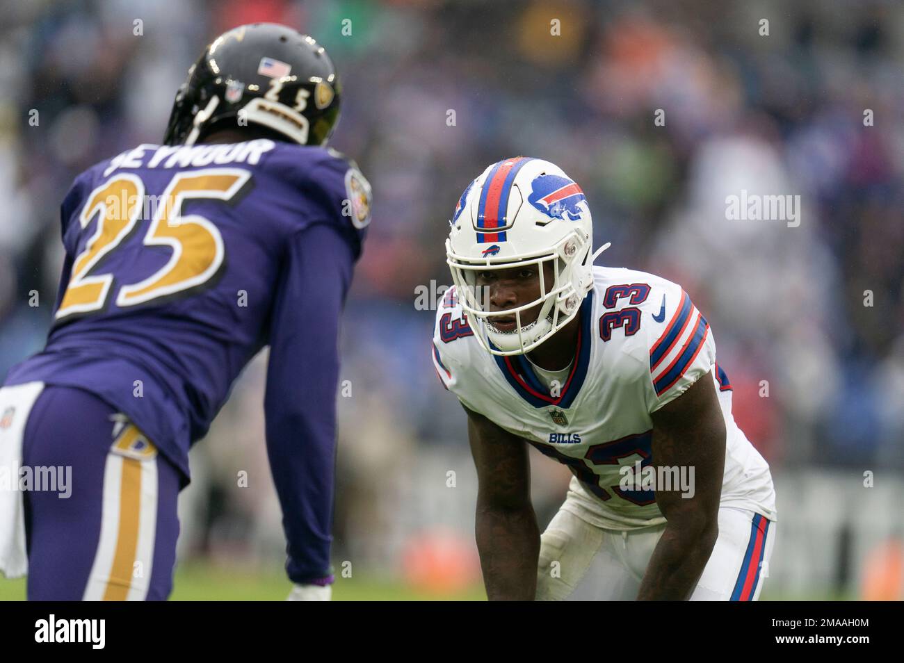 Buffalo Bills cornerback Siran Neal (33) lines up during the first