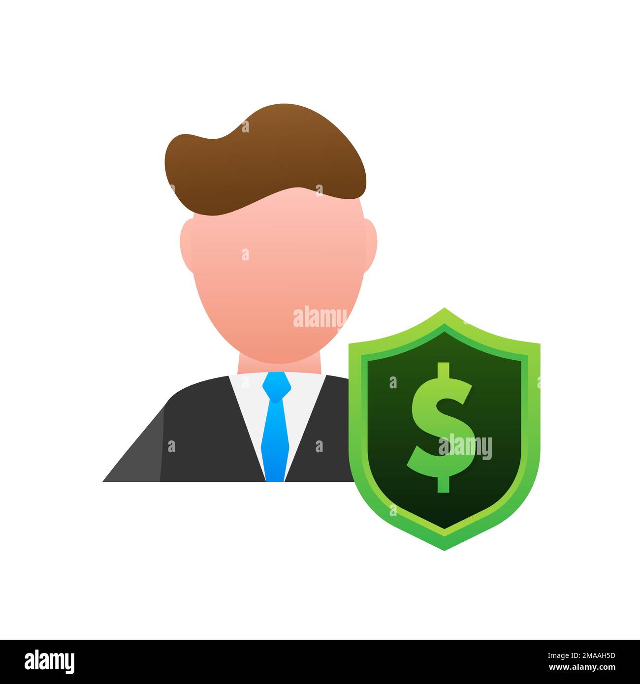 Beneficiary sign, Man and shield. Vector stock illustration Stock