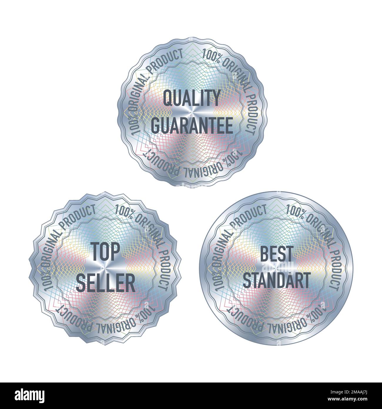 Holographic gradient circles set Stock Vector