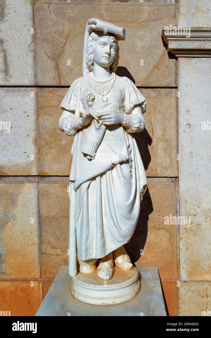 Statue in Estoi Palace garden, Estoi, Loule, Faro district, Algarve, Portugal Stock Photo